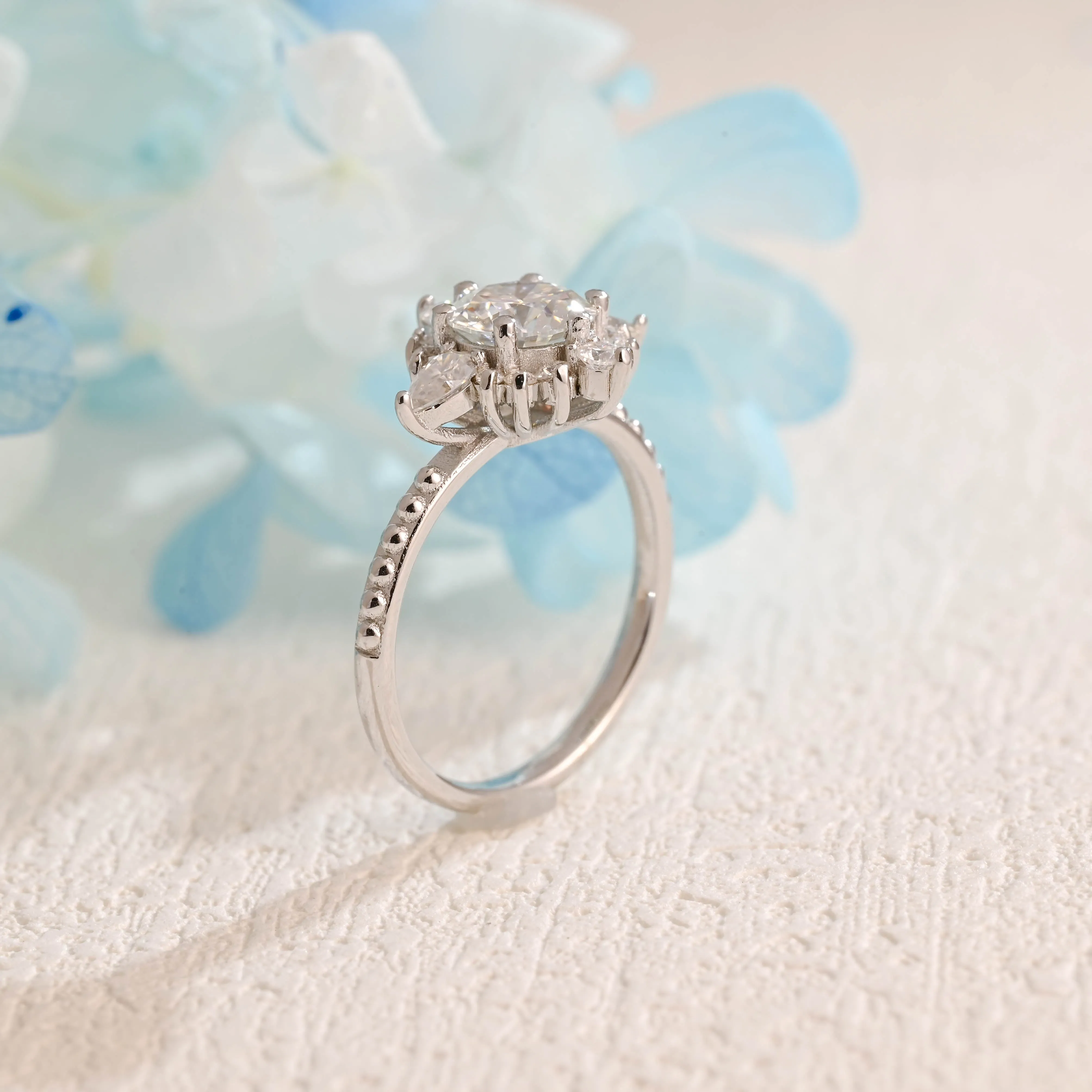 Solid Gold Round Cut Moissanite Engagement Ring, Promise Ring, Proposal Ring, Gift for Women Wife sold by Causyou product image thumbnail 2