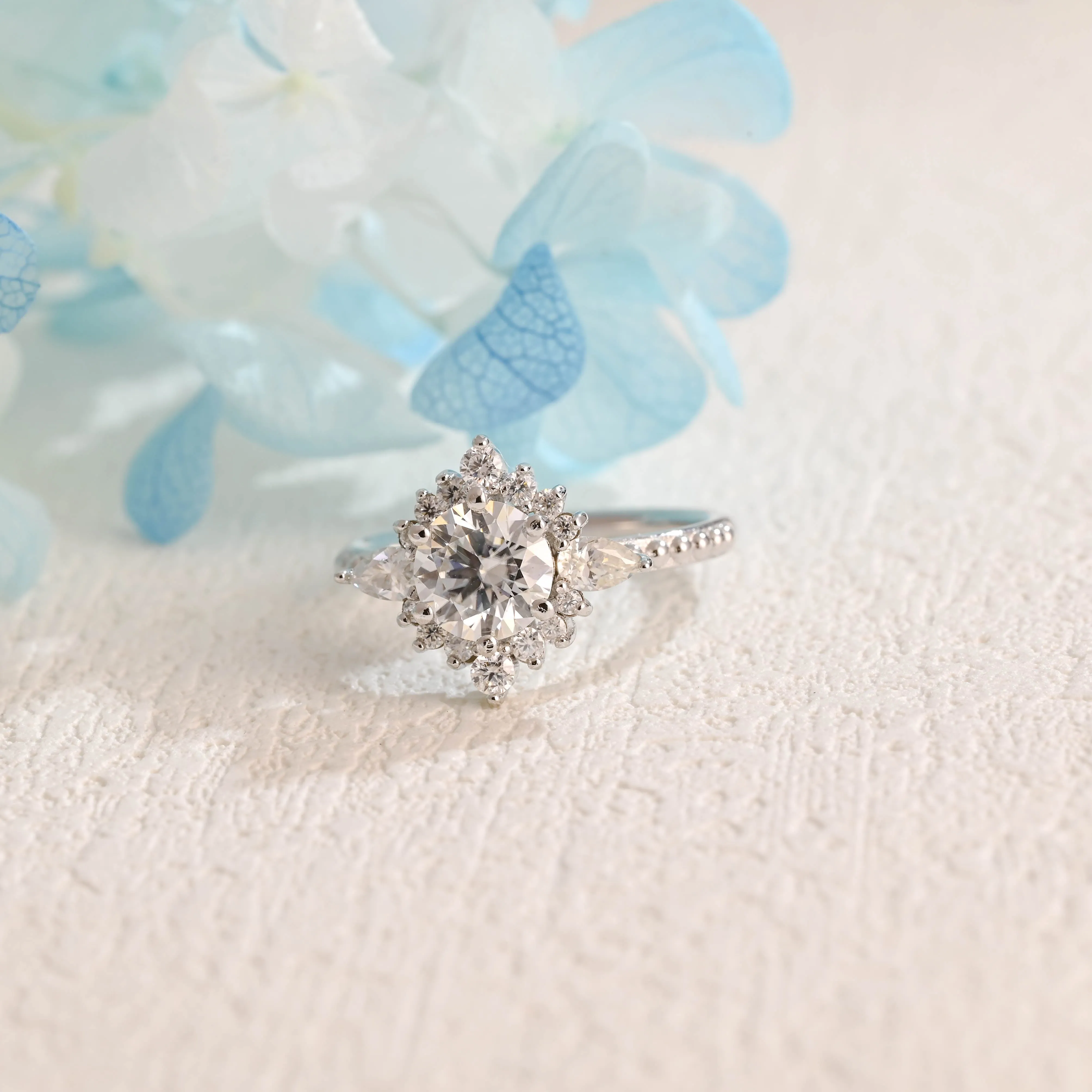 Solid Gold Round Cut Moissanite Engagement Ring, Promise Ring, Proposal Ring, Gift for Women Wife sold by Causyou