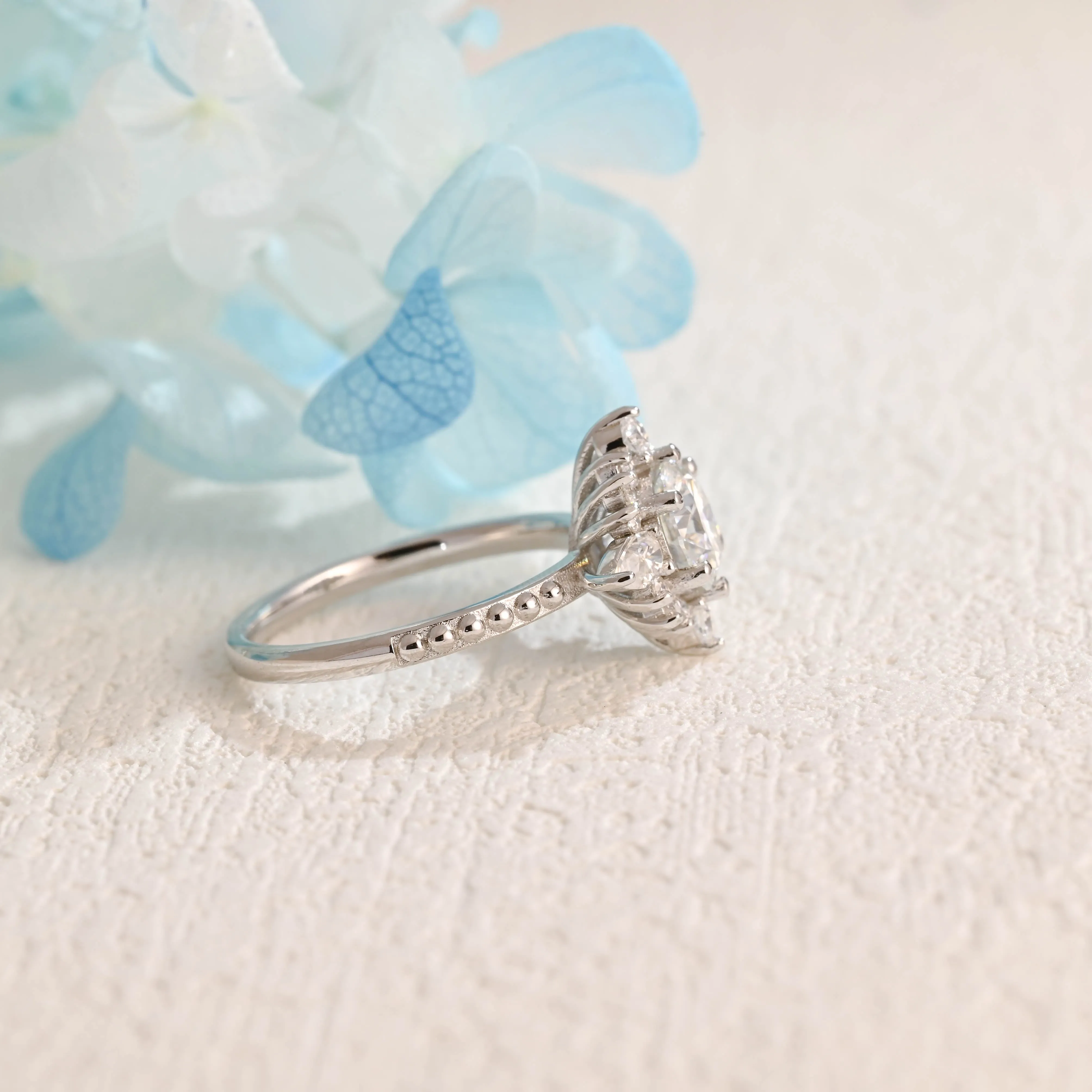 Solid Gold Round Cut Moissanite Engagement Ring, Promise Ring, Proposal Ring, Gift for Women Wife sold by Causyou product image thumbnail 5