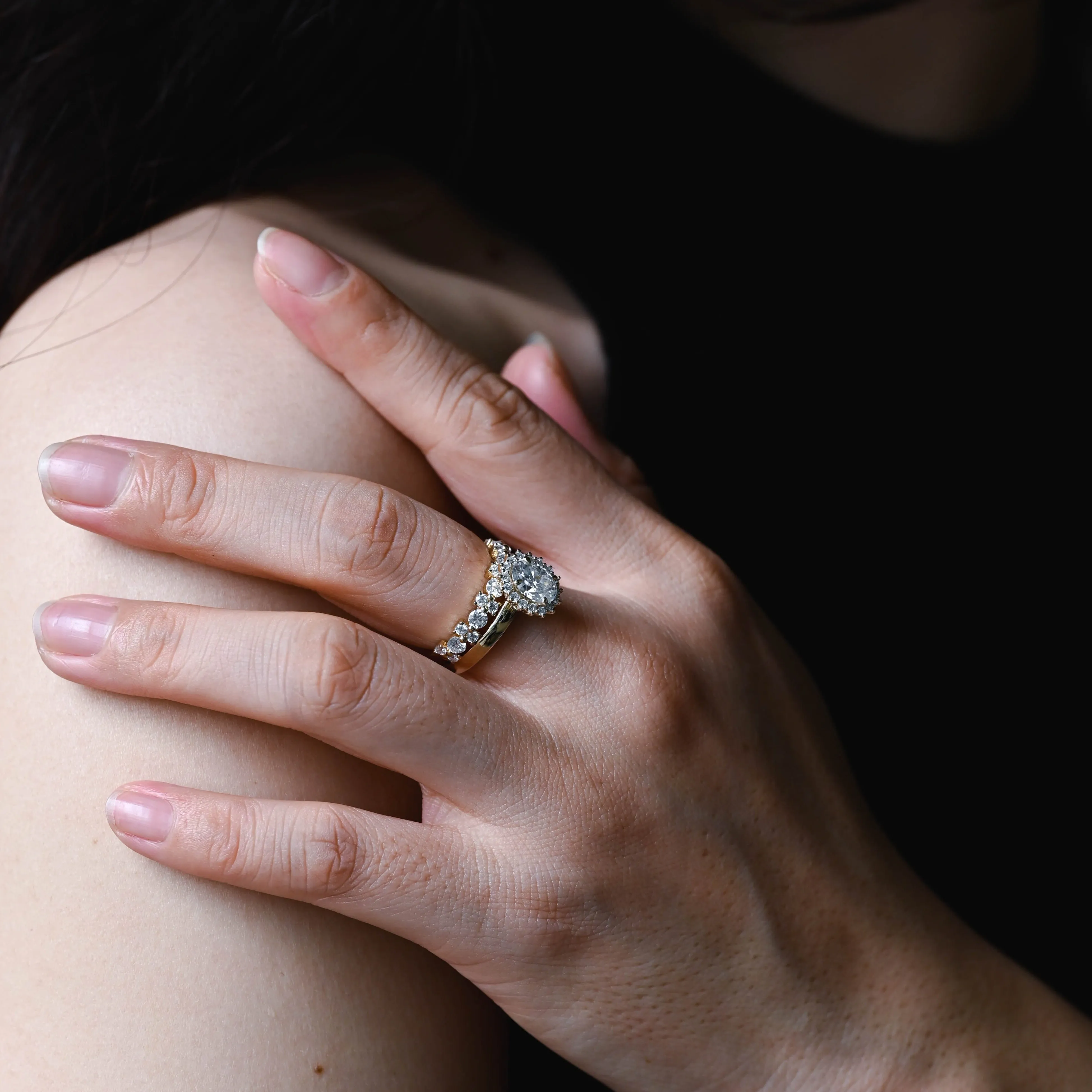 Solid Gold Oval Cut Moissanite Engagement Ring and Wedding Ring Set, Bridal Ring Set, Gift for Woman, Wife sold by Causyou product image thumbnail 3