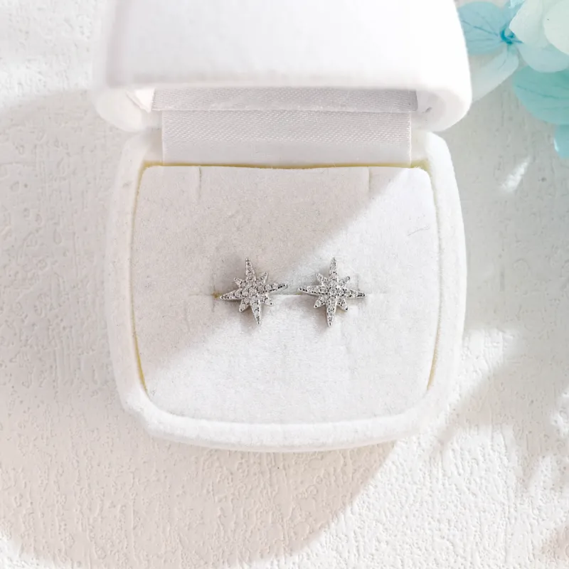 CausYou Solid Gold North Star Moissanite Earrings, Starburst Studs Wedding Accessories for Women Wife sold by Causyou