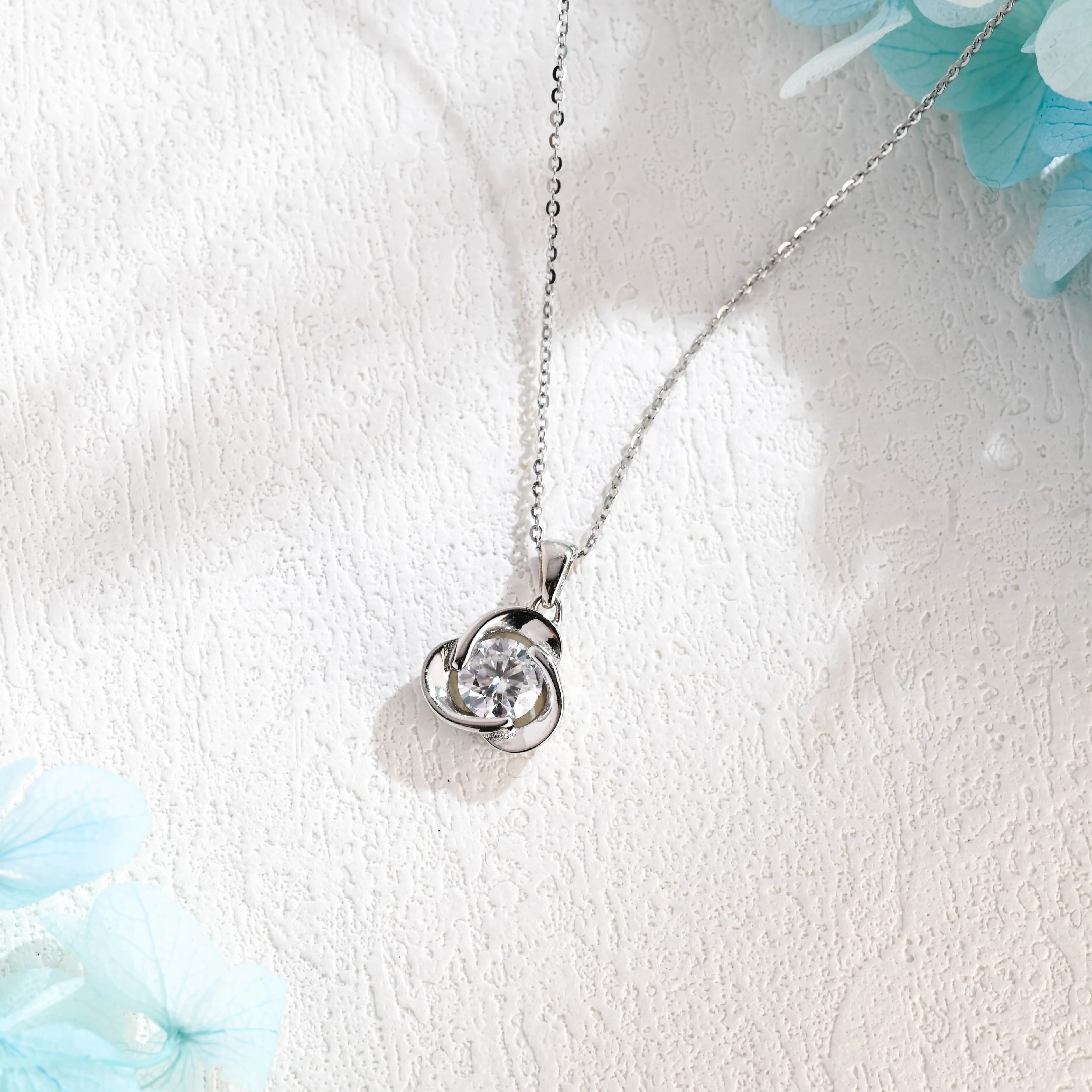 Solid Gold Round Cut Moissanite Pendant, Art Deco Necklace, Anniversary Gifts for Women, Wife sold by Causyou product image thumbnail 5