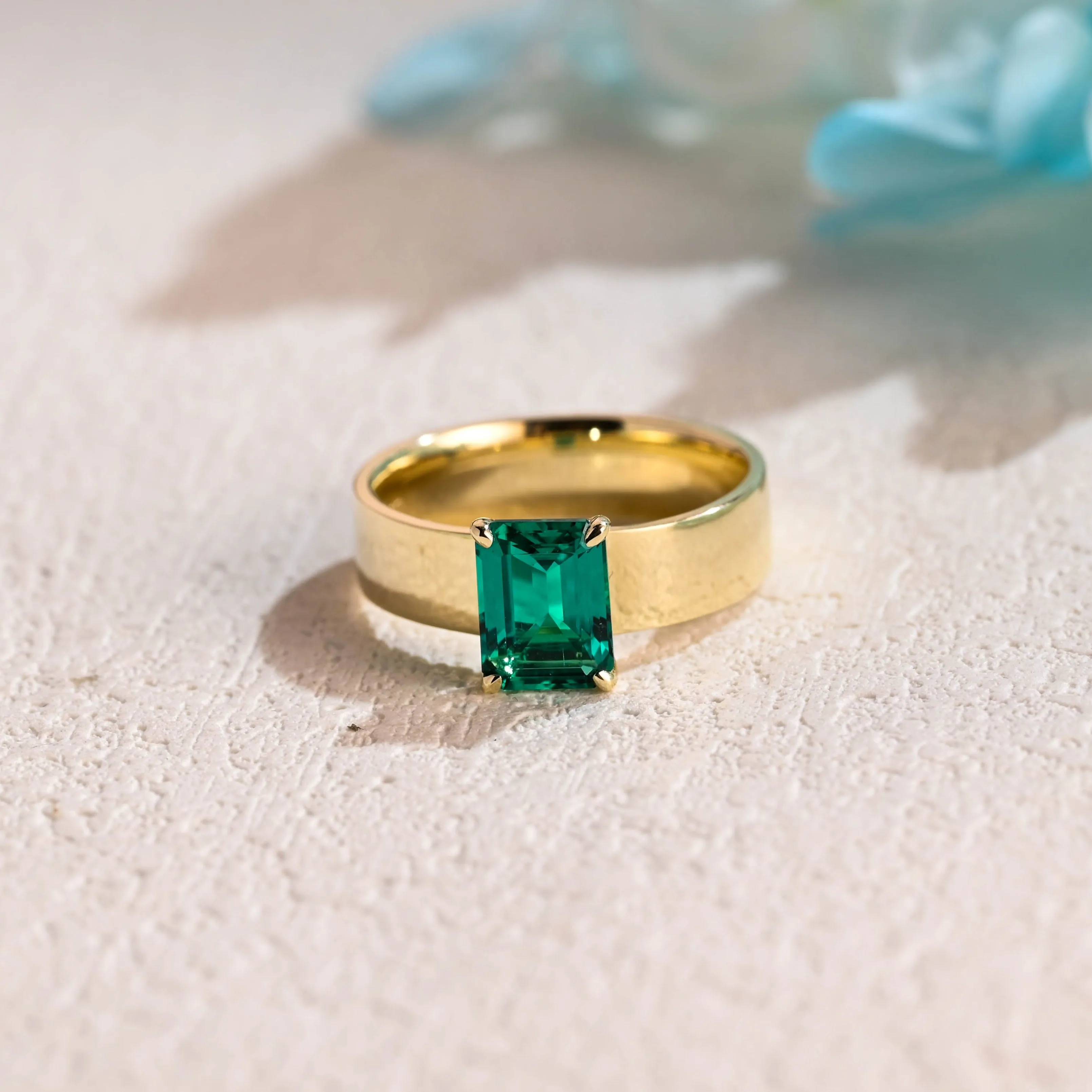 CausYou 5mm Solid Gold Lab Grown Emerald Engagement Ring sold by Causyou
