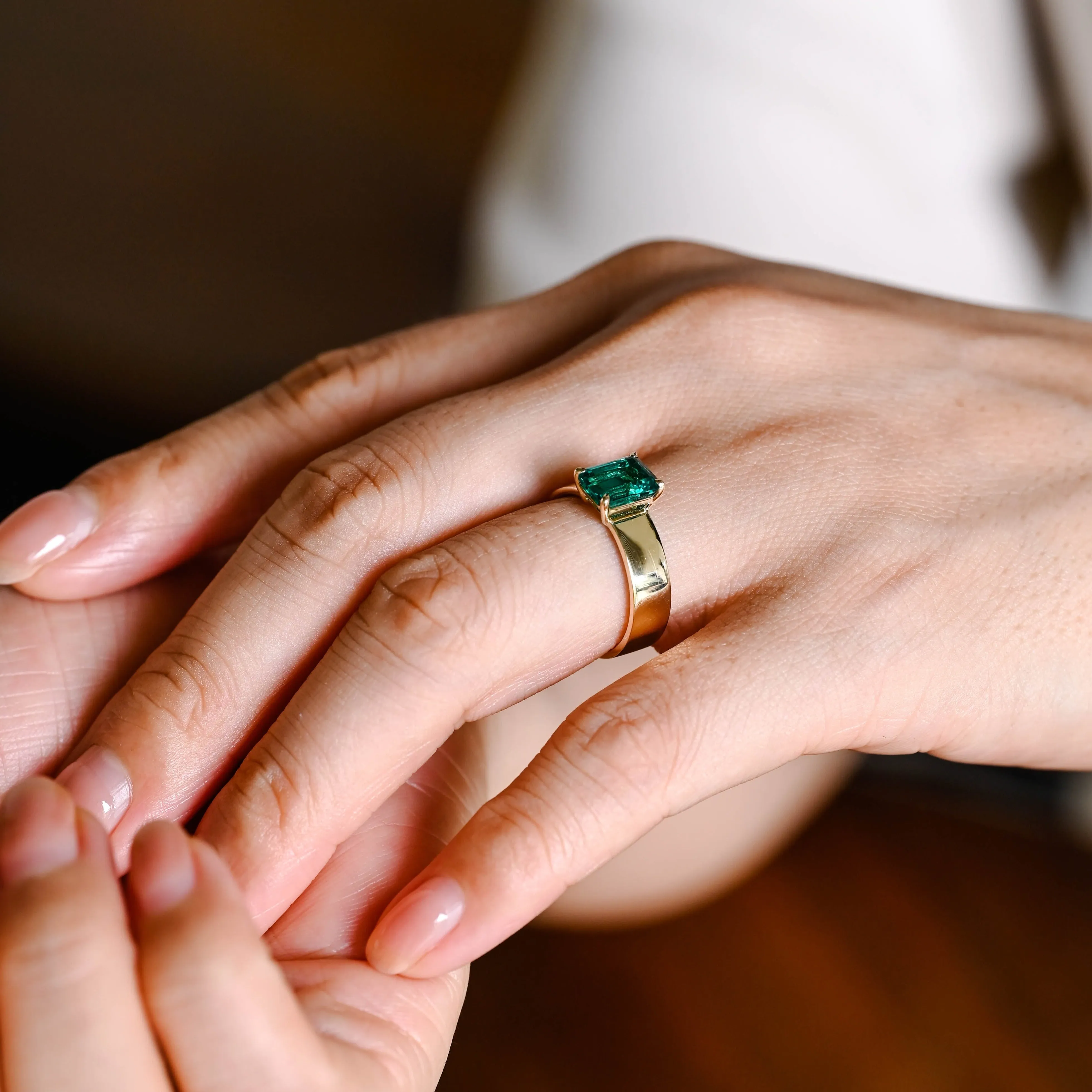 CausYou 5mm Solid Gold Lab Grown Emerald Engagement Ring sold by Causyou product image thumbnail 4