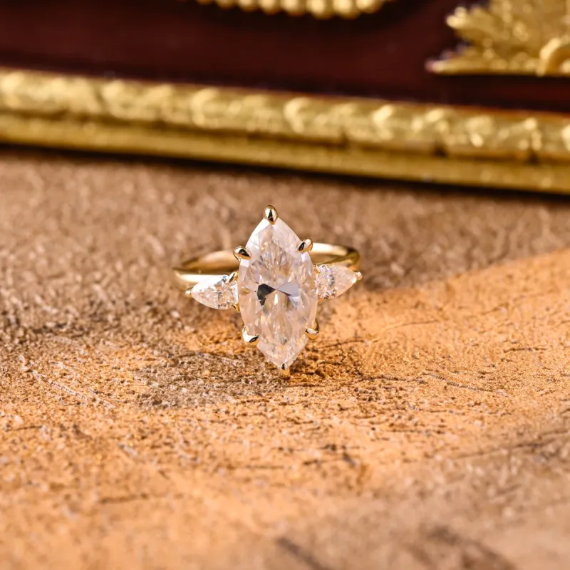 Solid Gold D/VS1 Marqusie Cut Lab Grown Diamond Engagement Ring, Promise Ring, Gift for Women Wife sold by Causyou