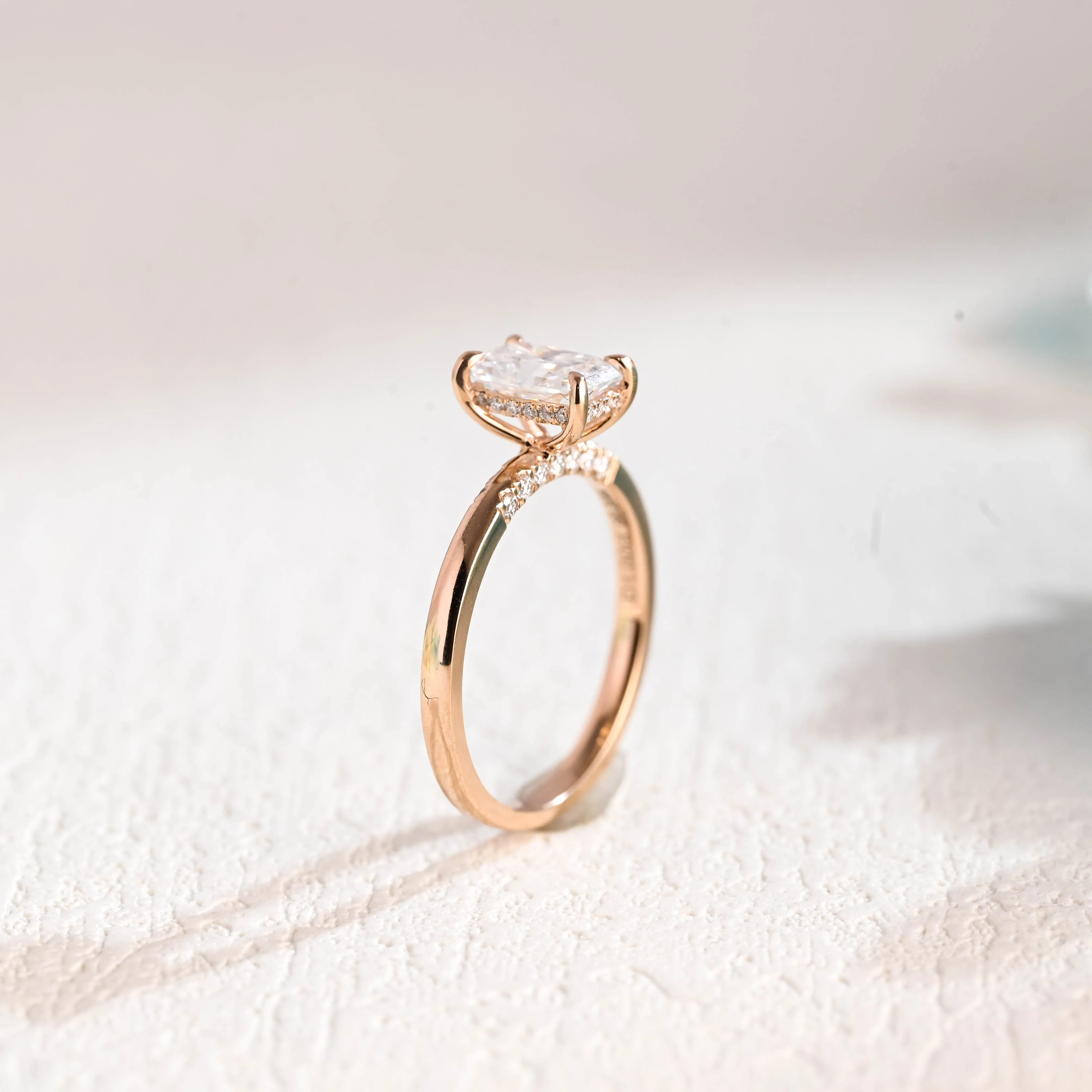 Solid Gold Radiant Cut Moissanite Engagement Ring, Promise Ring, Proposal Ring, Gift for Women Wife sold by Causyou product image thumbnail 5
