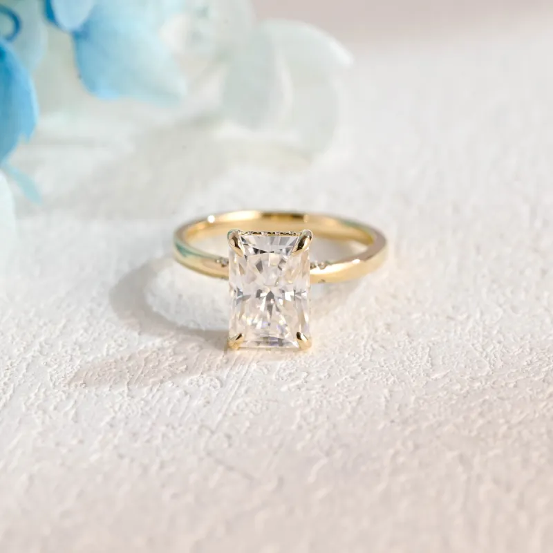 Solid Gold Radiant Cut Moissanite Engagement Ring, Promise Ring, Proposal Ring, Gift for Women Wife sold by Causyou