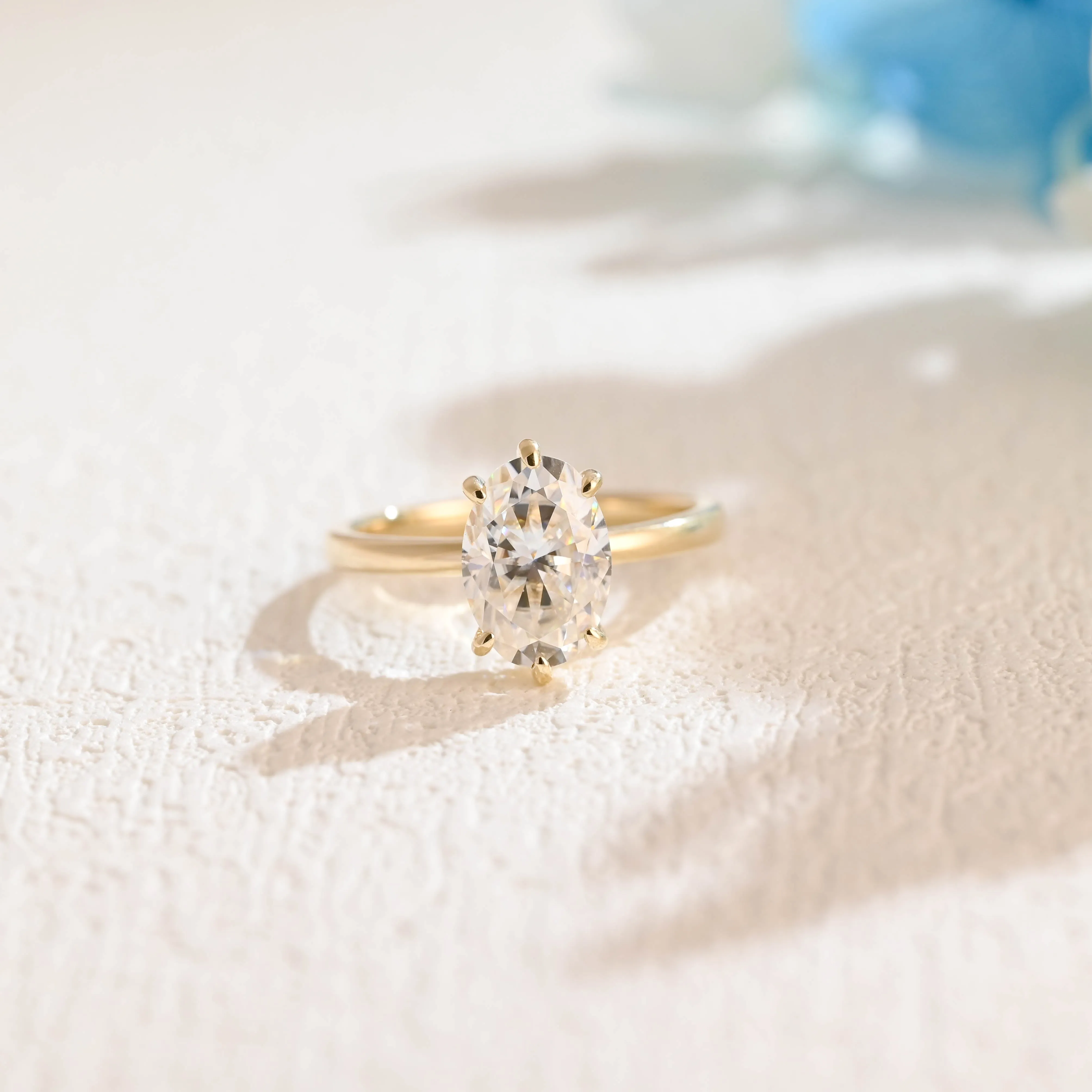 CausYou Solid Gold 6 Prongs Oval Cut Moissanite Engagement Ring, Solitaire Promise Ring, Wedding Ring for Woman, Wife sold by Causyou