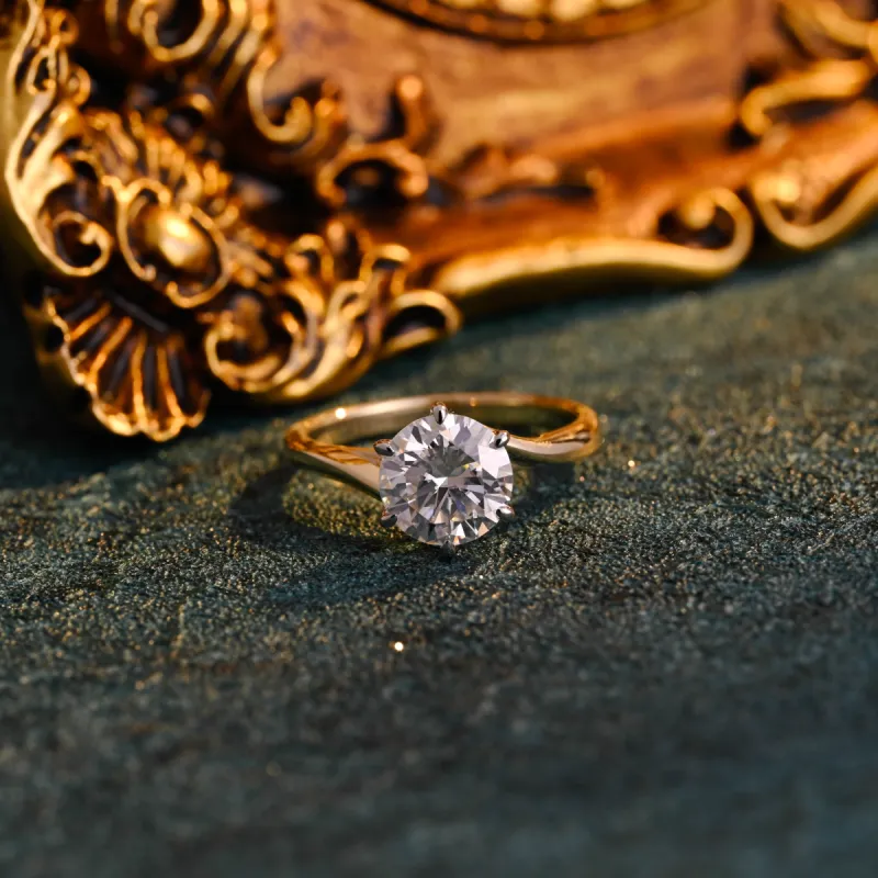 CausYou Solid Gold D/VS1 Bypass Two Tone Round Cut Lab Grown Diamond Engagement Ring sold by Causyou