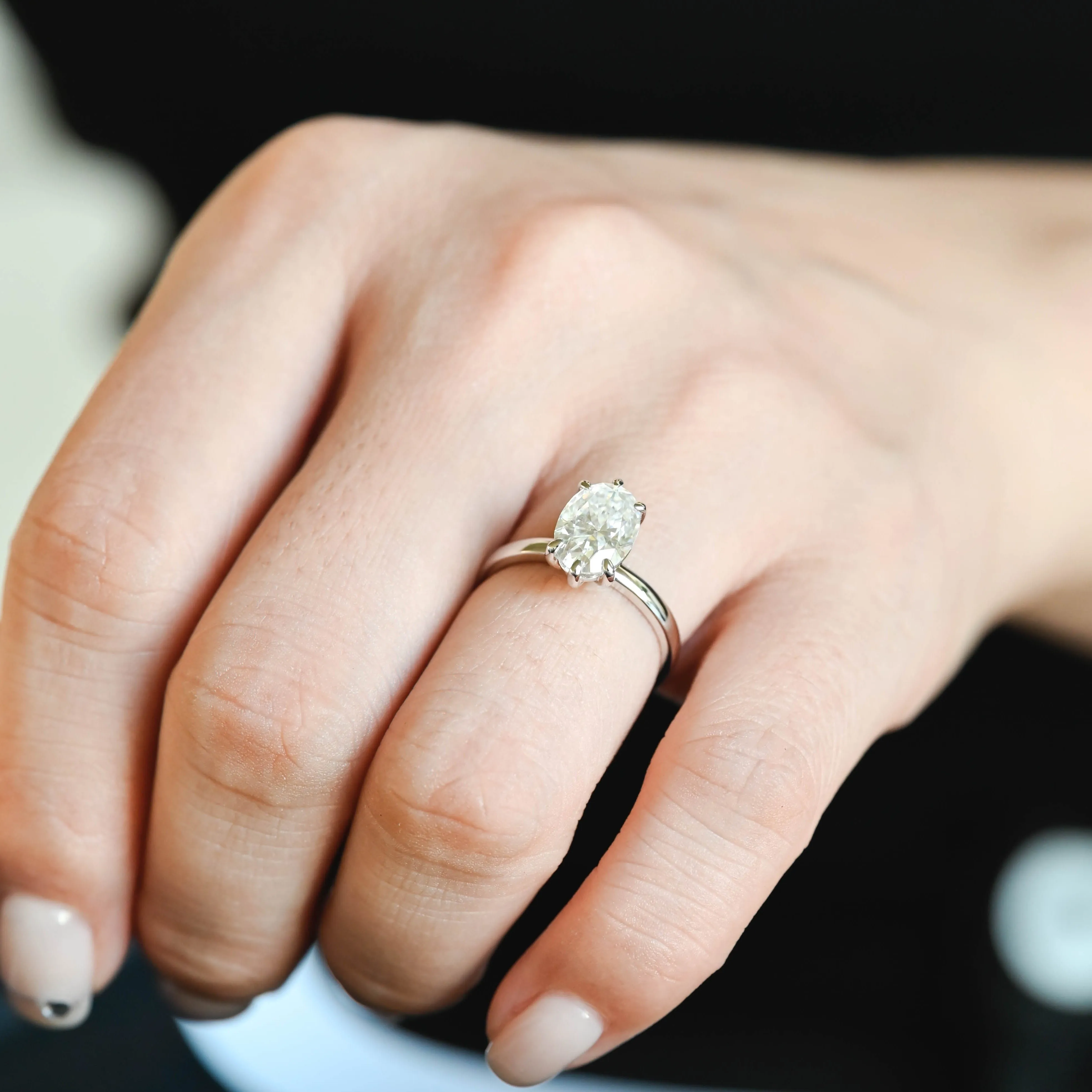CausYou Solid Gold 6 Prongs Oval Cut Moissanite Engagement Ring, Solitaire Promise Ring, Wedding Ring for Woman, Wife sold by Causyou product image thumbnail 2