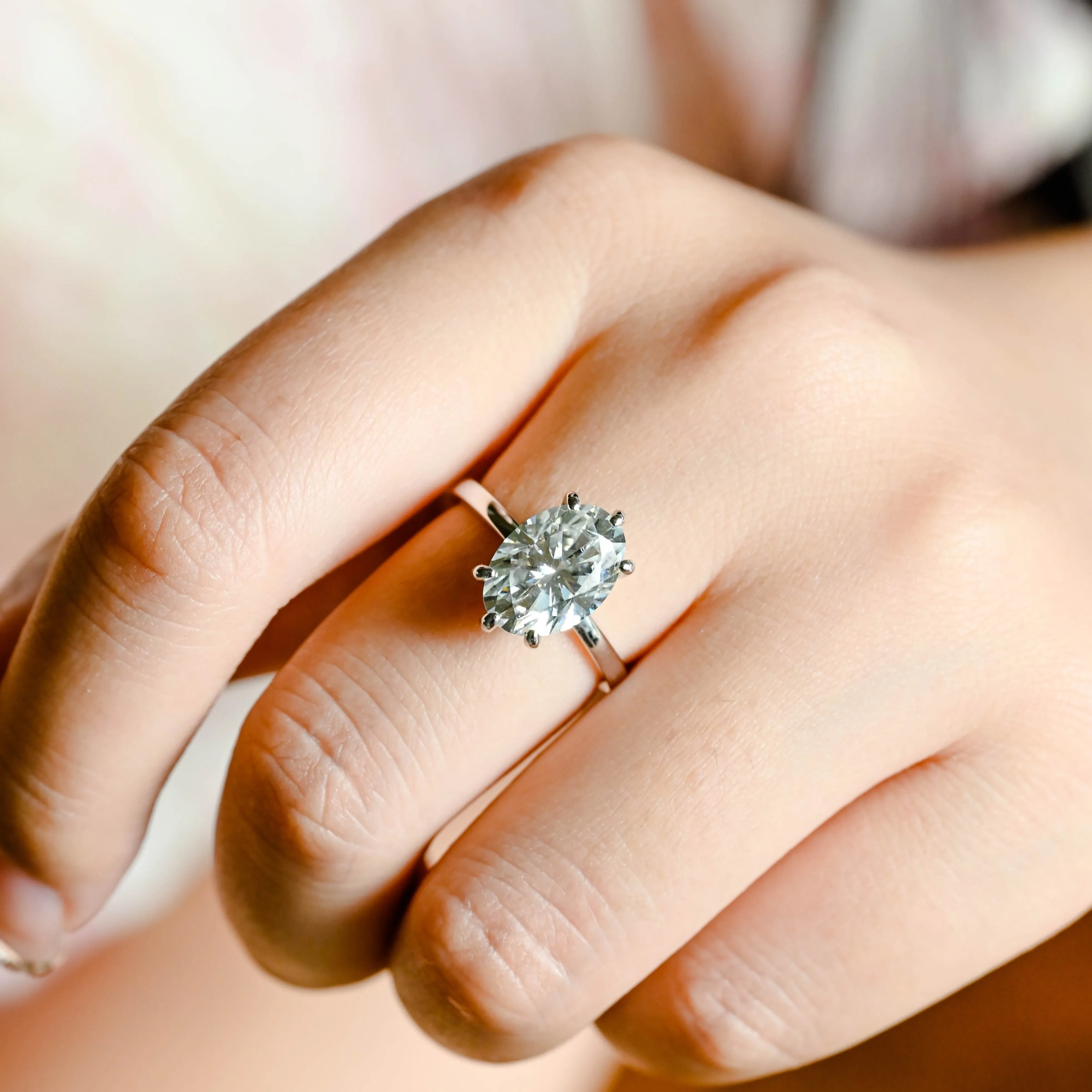 CausYou Solid Gold 6 Prongs Oval Cut Moissanite Engagement Ring, Solitaire Promise Ring, Wedding Ring for Woman, Wife sold by Causyou product image thumbnail 3