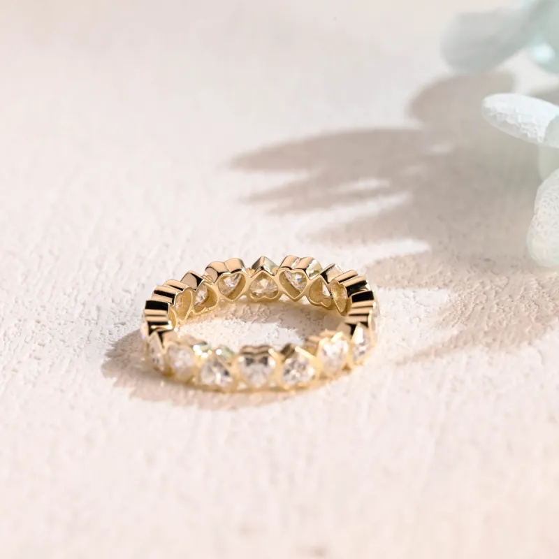 CausYou Solid Gold Heart Cut Moissanite Wedding Band, Full Eternity Wedding Band, Matching Band, Gift for Women Wife sold by Causyou
