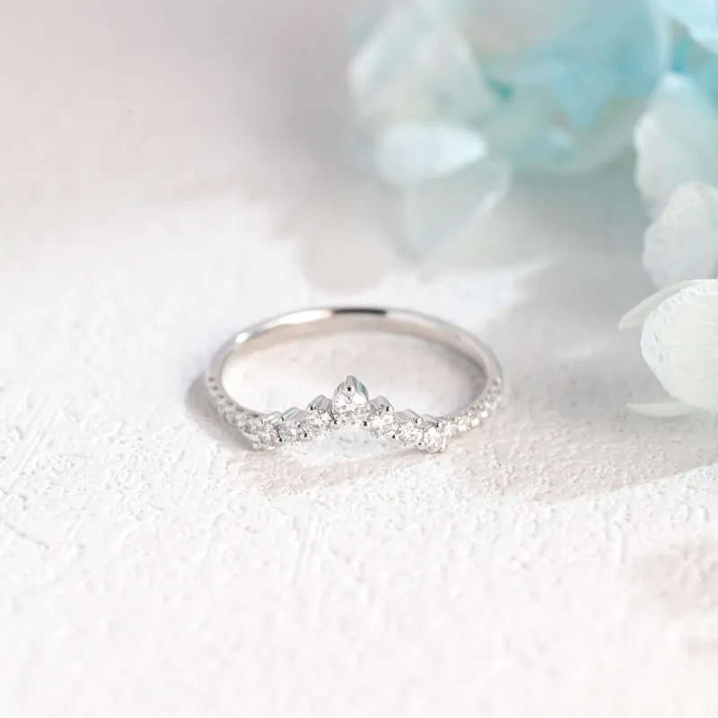 Solid Gold Stacking Curved Moissanite Wedding Band sold by Causyou