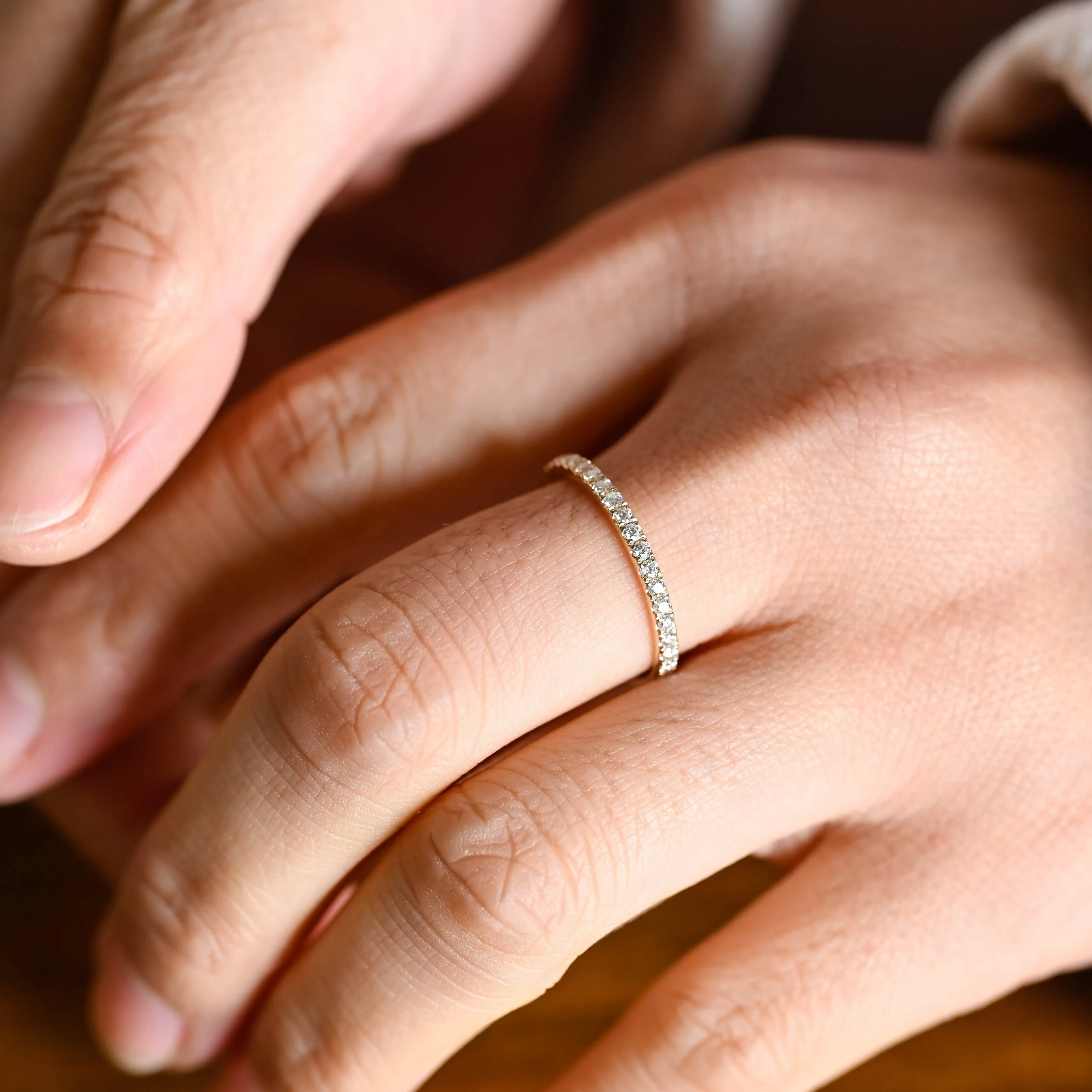 CausYou Solid Gold Round Cut Moissanite Wedding Band, Half Eternity Wedding Band, Stacking Wedding Ring for Women Wife sold by Causyou product image thumbnail 2