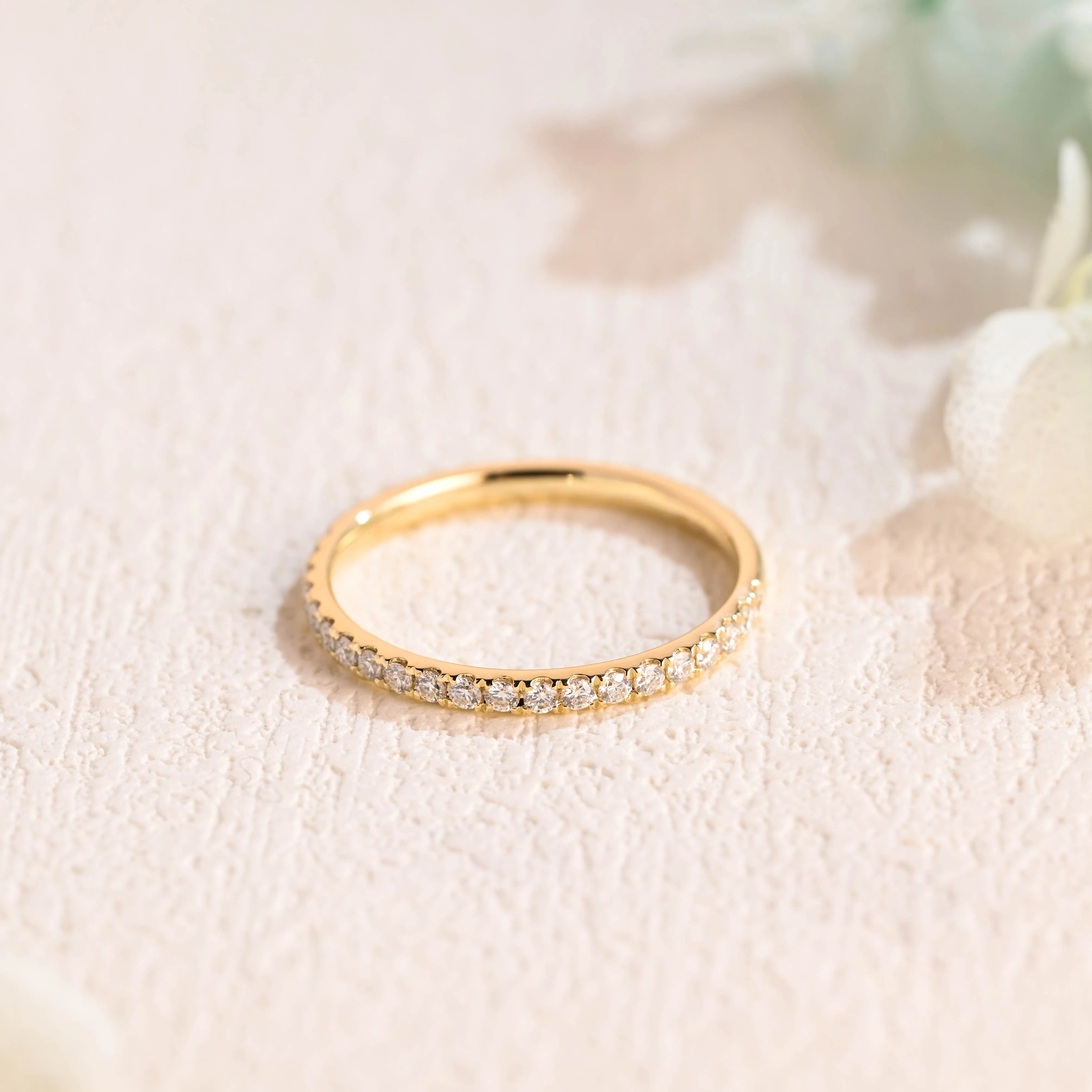 CausYou Solid Gold Round Cut Moissanite Wedding Band, Half Eternity Wedding Band, Stacking Wedding Ring for Women Wife sold by Causyou product image thumbnail 5