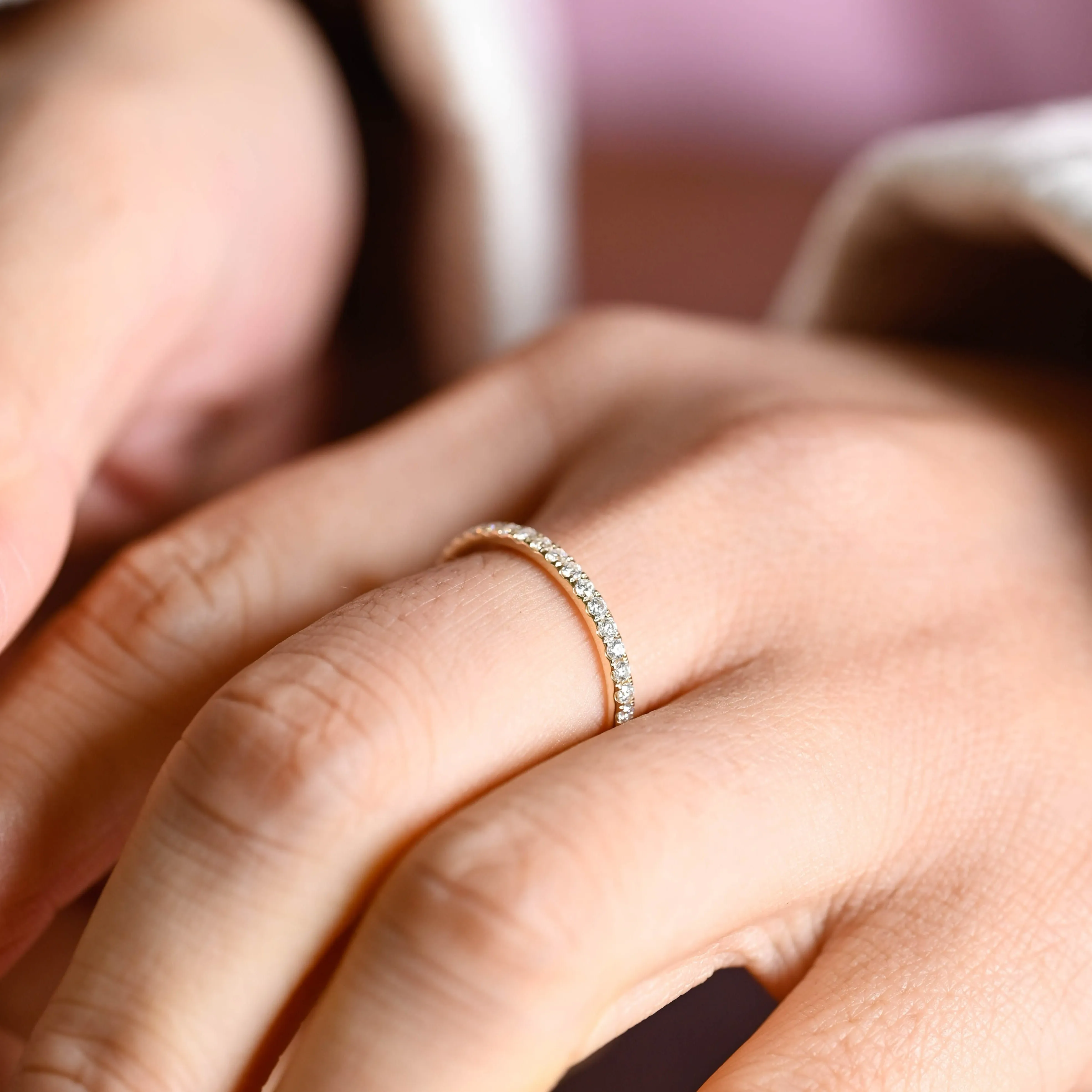 CausYou Solid Gold Round Cut Moissanite Wedding Band, Half Eternity Wedding Band, Stacking Wedding Ring for Women Wife sold by Causyou product image thumbnail 3