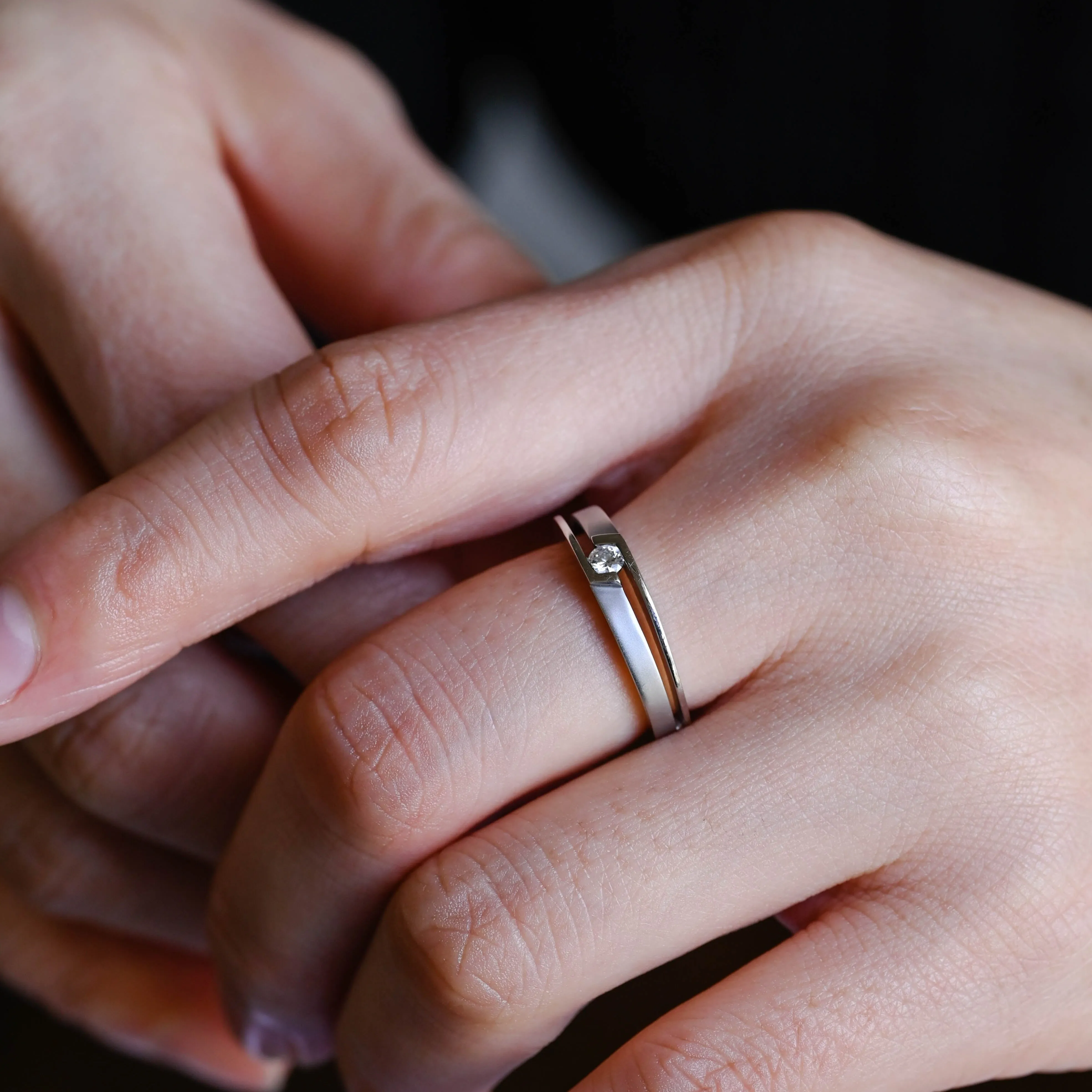 Solid Gold Round Moissanite Engagement Band, Minimalist Wedding Band, Promise Ring, Proposal Ring, Gift for Woman, Wife sold by Causyou product image thumbnail 2