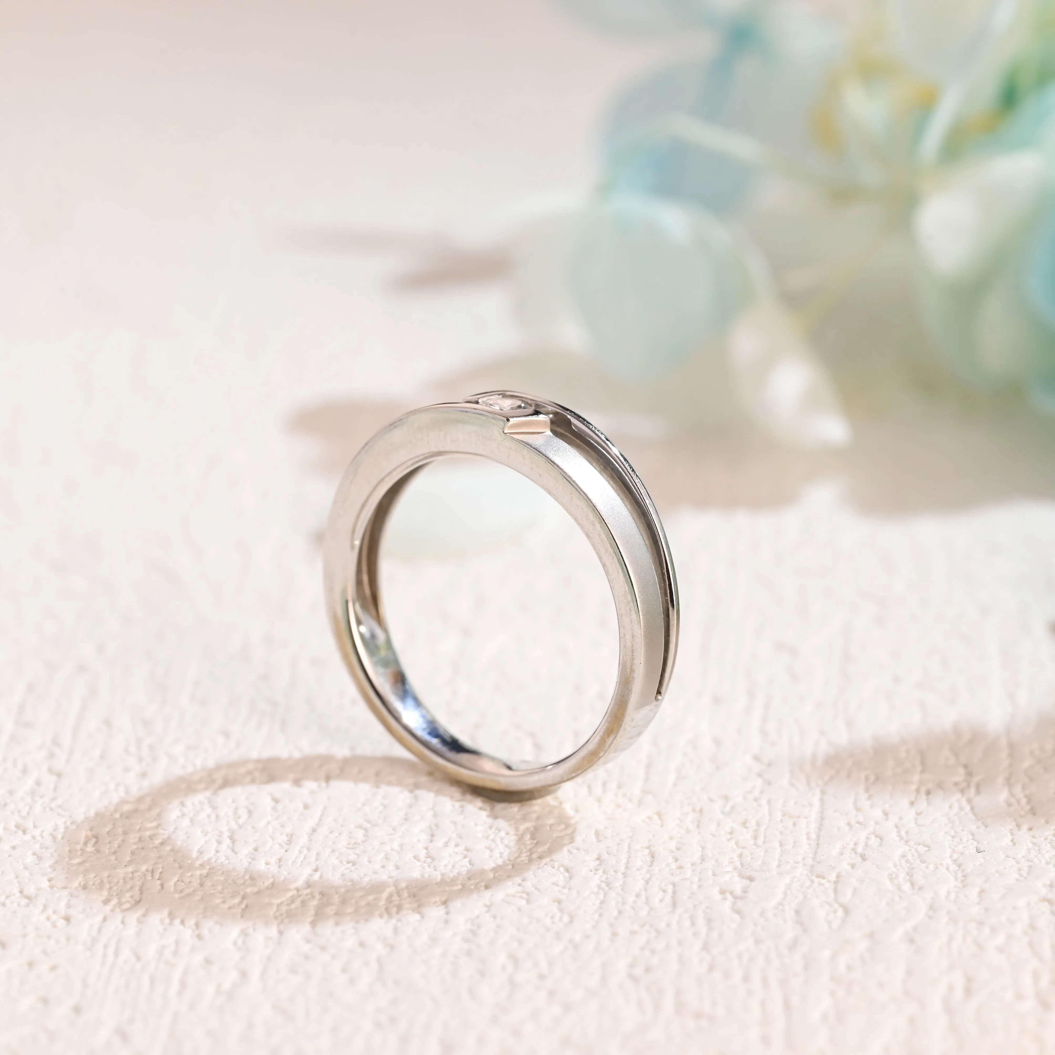 Solid Gold Round Moissanite Engagement Band, Minimalist Wedding Band, Promise Ring, Proposal Ring, Gift for Woman, Wife sold by Causyou product image thumbnail 5