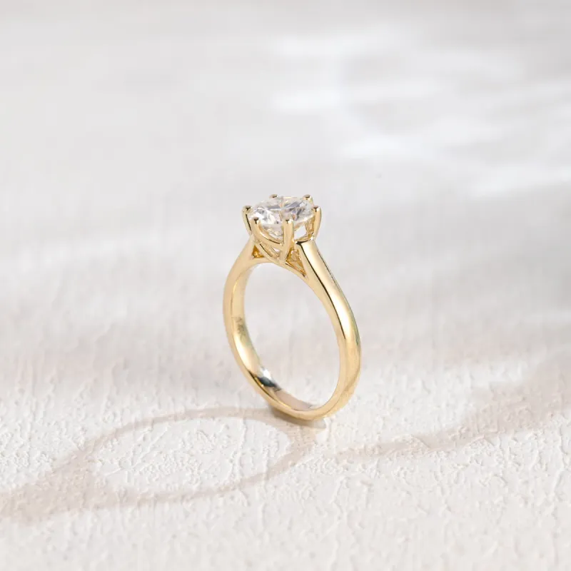 Solid Gold Round Cut Moissanite Engagement Ring, Solitaire Promise Ring, Proposal Ring, Gift for Woman, Wife sold by Causyou