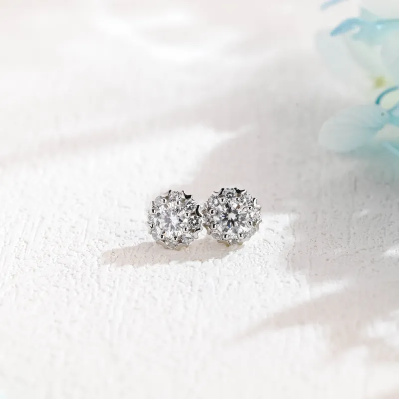 Solid Gold Round Cut Moissanite Earrings Studs, Wedding Studs, Anniversary Gift for Women, Wife sold by Causyou