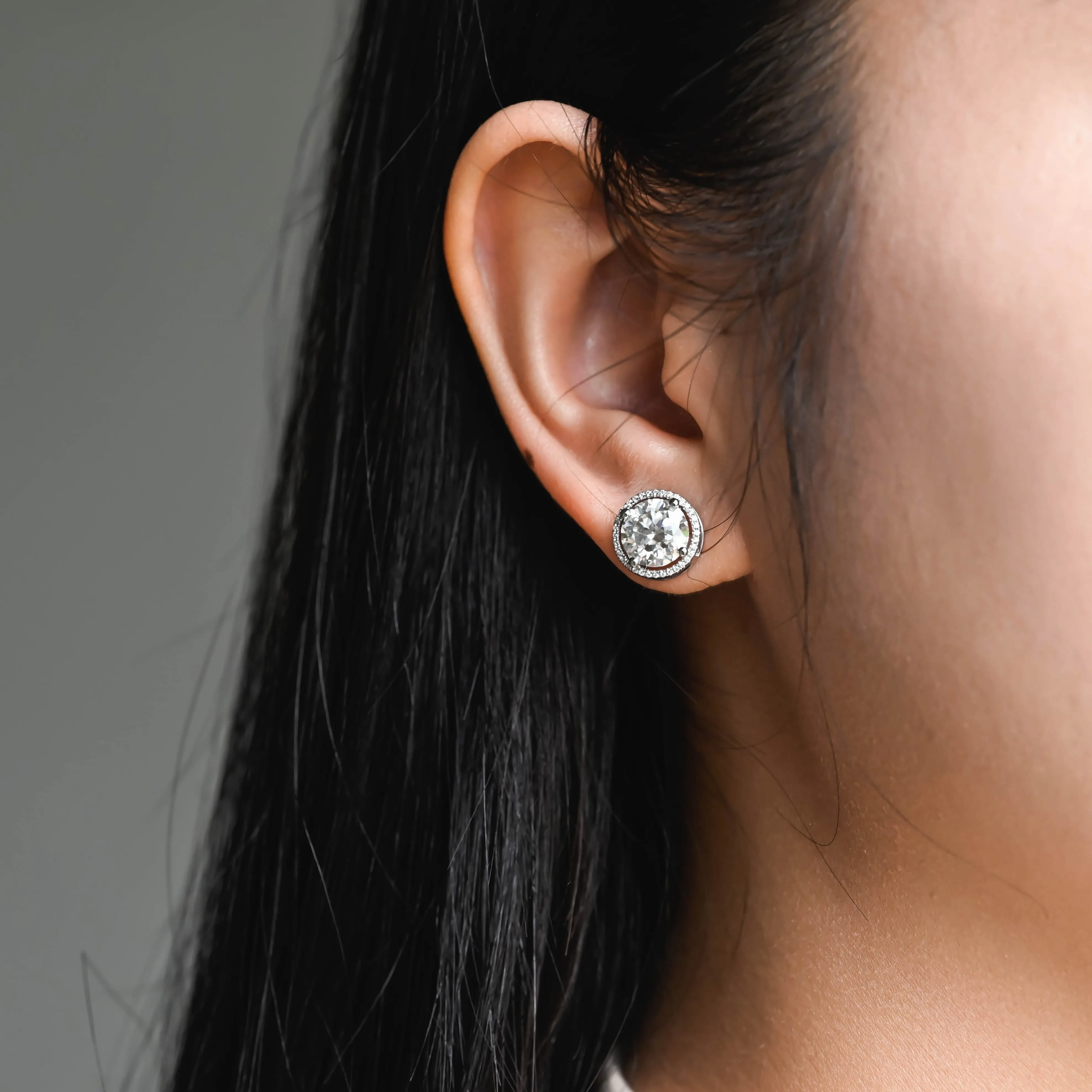 Solid Gold Round Cut Moissanite Earrings Studs sold by Causyou product image thumbnail 4