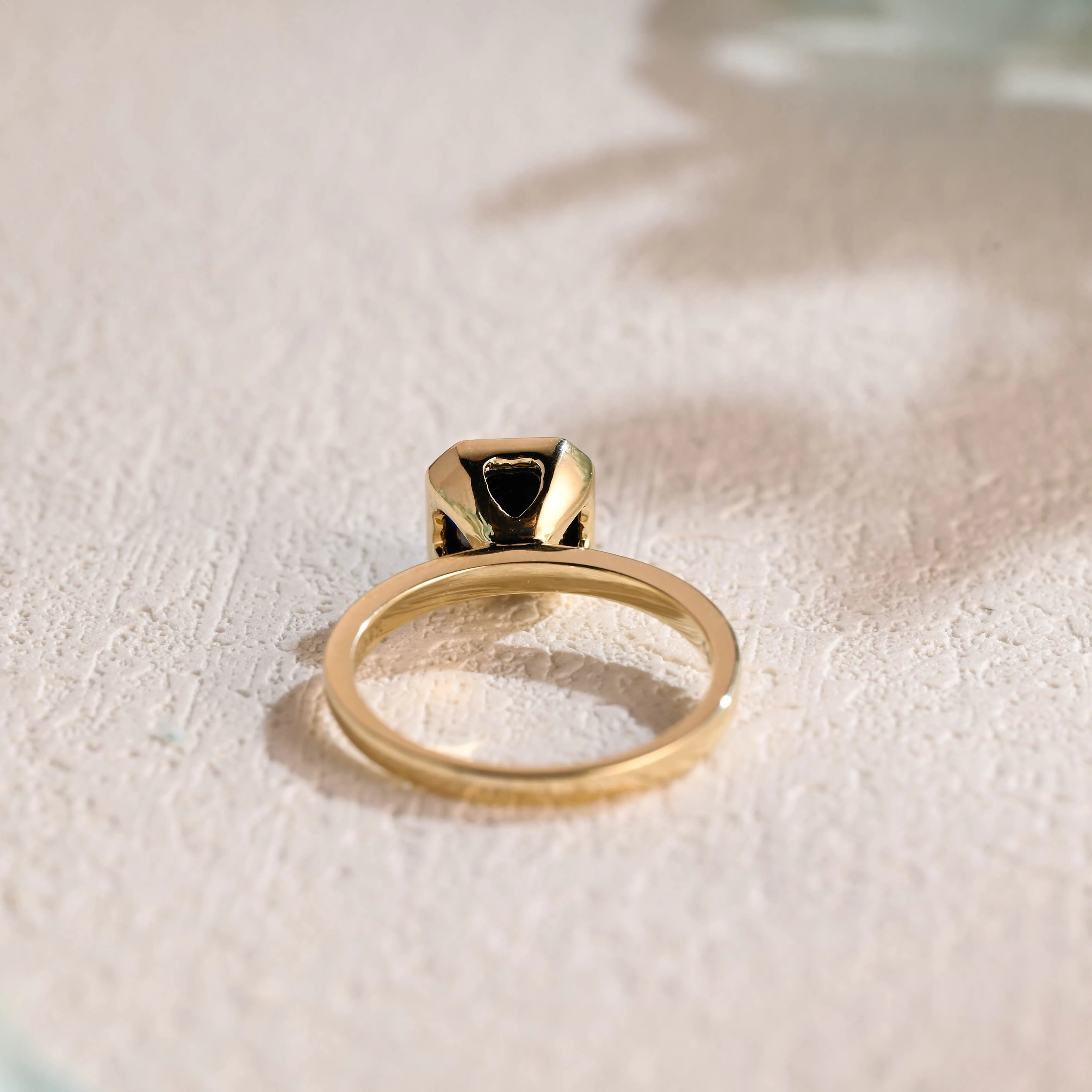 Solid Gold Bezel Asscher Cut Black Moissanite Engagement Ring sold by Causyou product image thumbnail 5