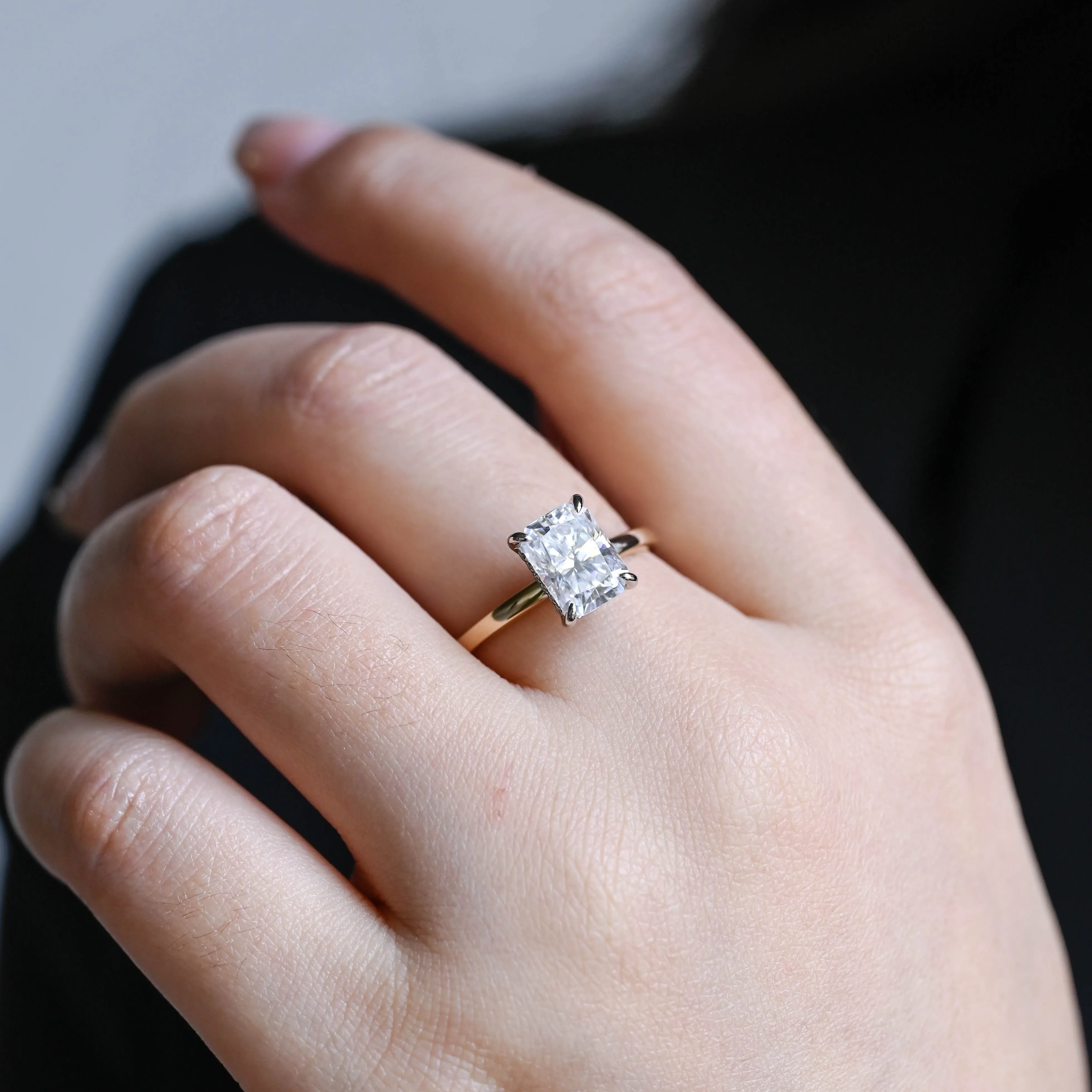 Solid Gold D/VS1 Radiant Cut Lab Grown Diamond Engagement Ring, Bridal Ring, Gift for Woman Wife sold by Causyou product image thumbnail 4