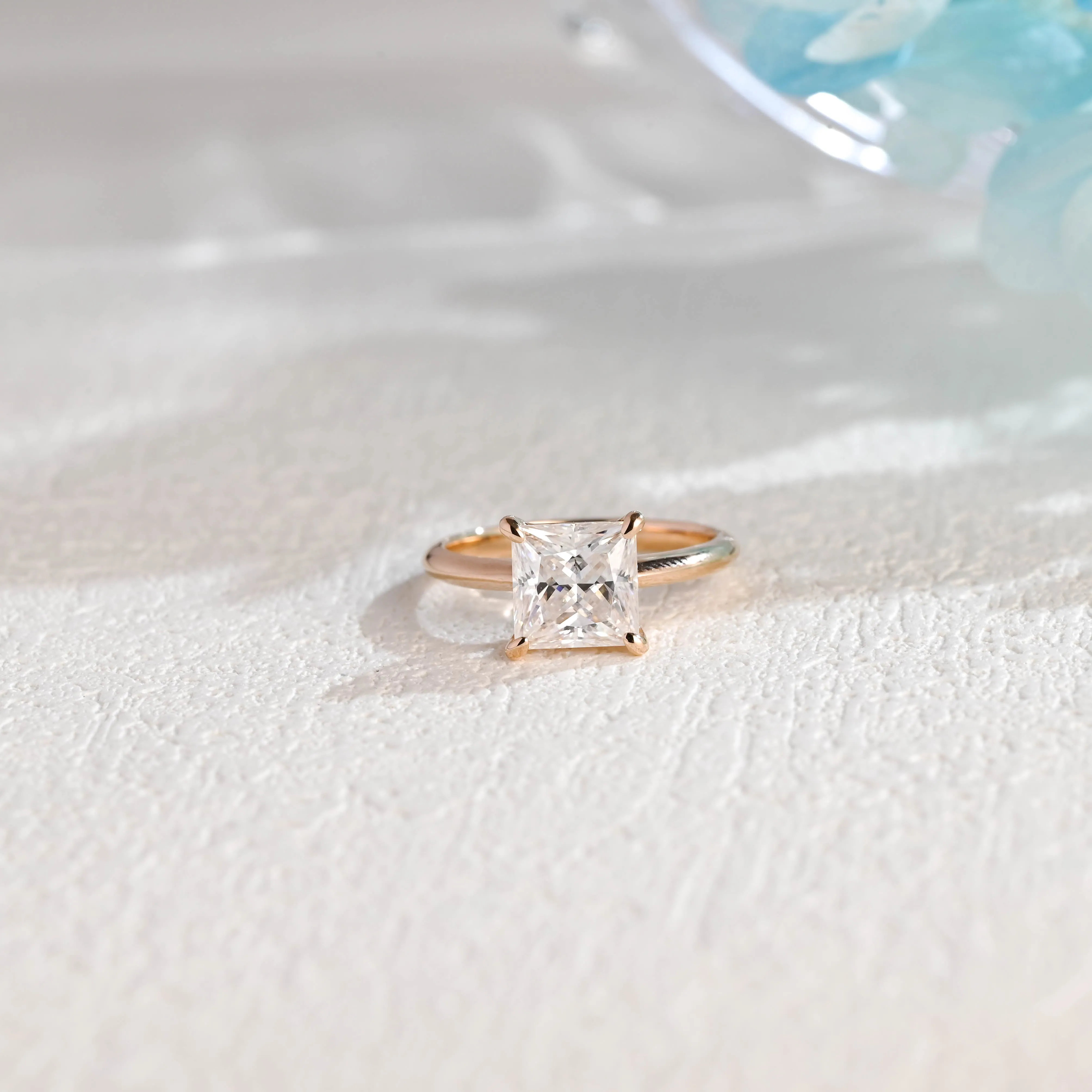 Solid Gold Princess Cut Moissanite Engagement Ring, Solitaire Promise Ring, Proposal Ring, Gift for Woman, Wife sold by Causyou product image thumbnail 5