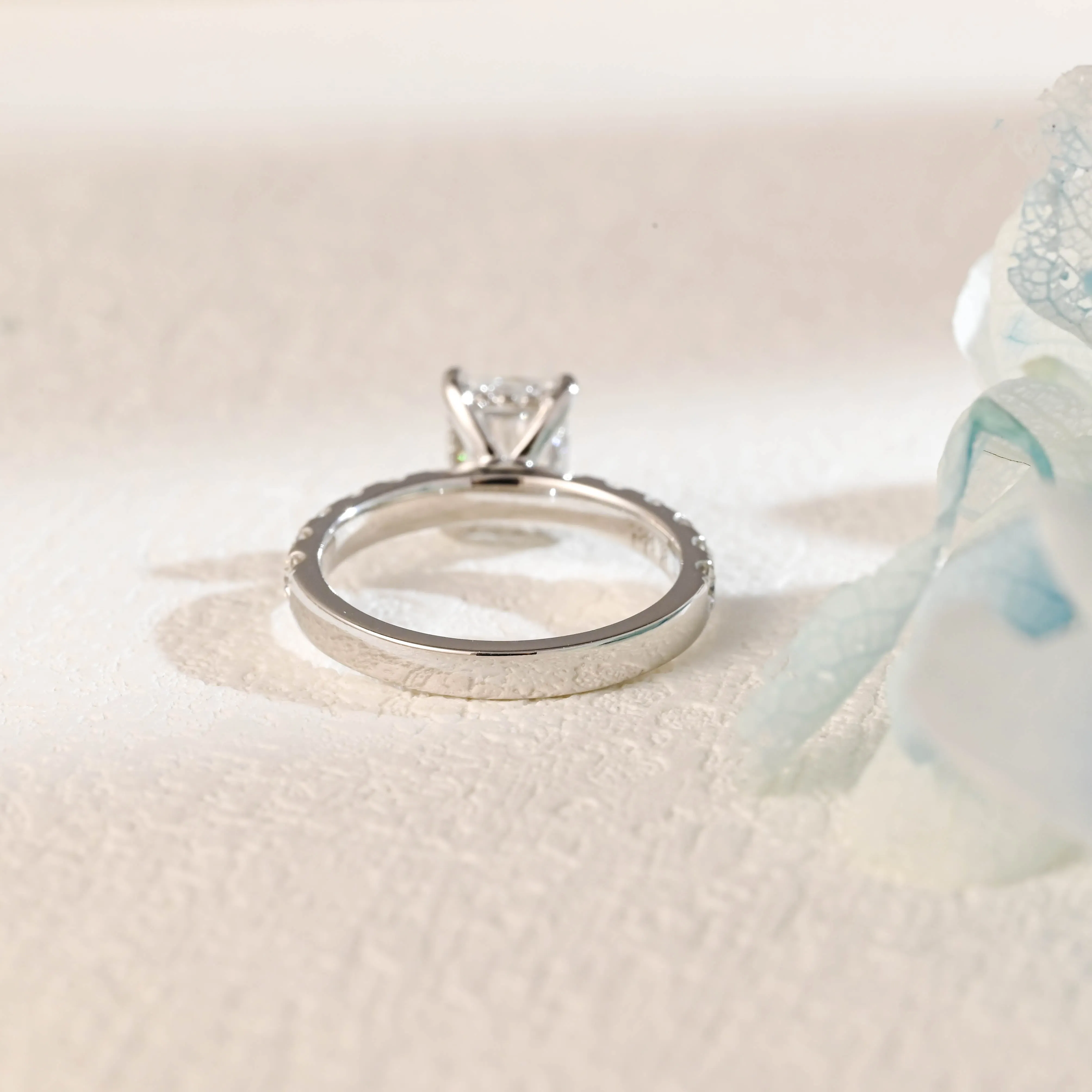 Solid Gold 2.8mm Pave Radiant Cut Moissanite Engagement Ring sold by Causyou product image thumbnail 5