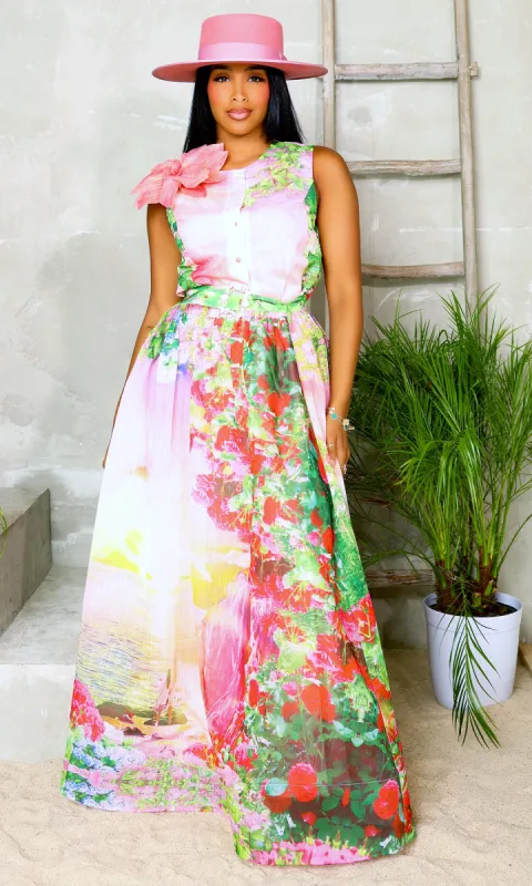 Step Up | Vibrant Floral Maxi Set - Multi Color sold by Cutely Covered