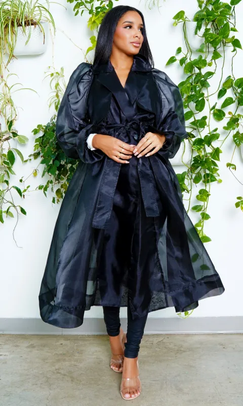 The 'Drama' Organza Coat- BLACK sold by Cutely Covered