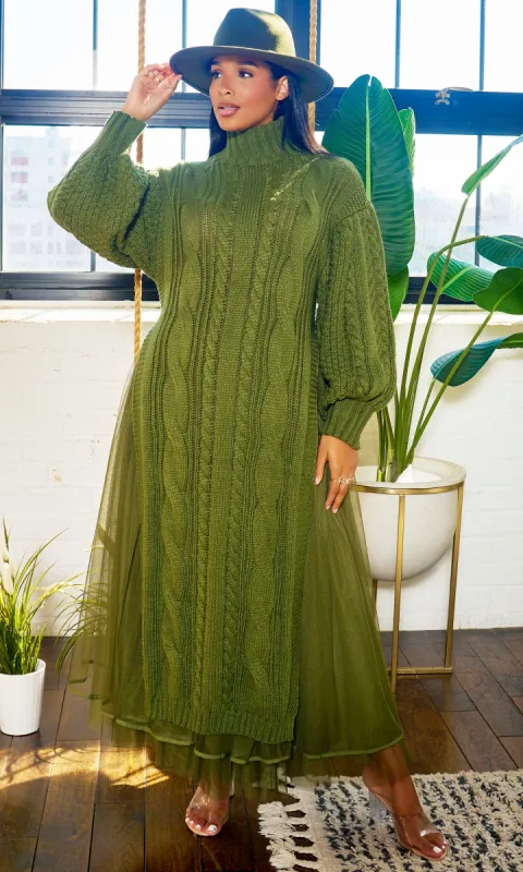 I'm That Girl | Knit Tulle Skirt Set - Olive FINAL SALE sold by Cutely Covered