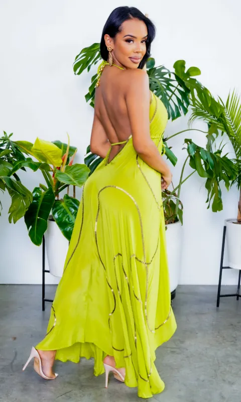 Beaded Flowy Dress 2 - Lime sold by Cutely Covered