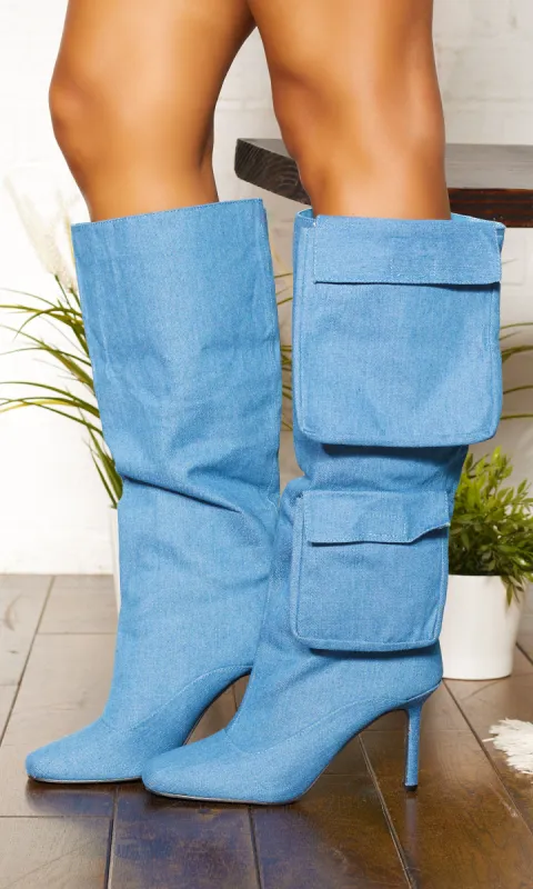 Short Cargo Pocket Denim Boots FINAL SALE sold by Cutely Covered
