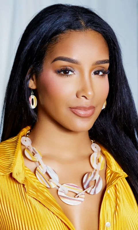 Necklace Earrings Set - Cream/ Mustard sold by Cutely Covered
