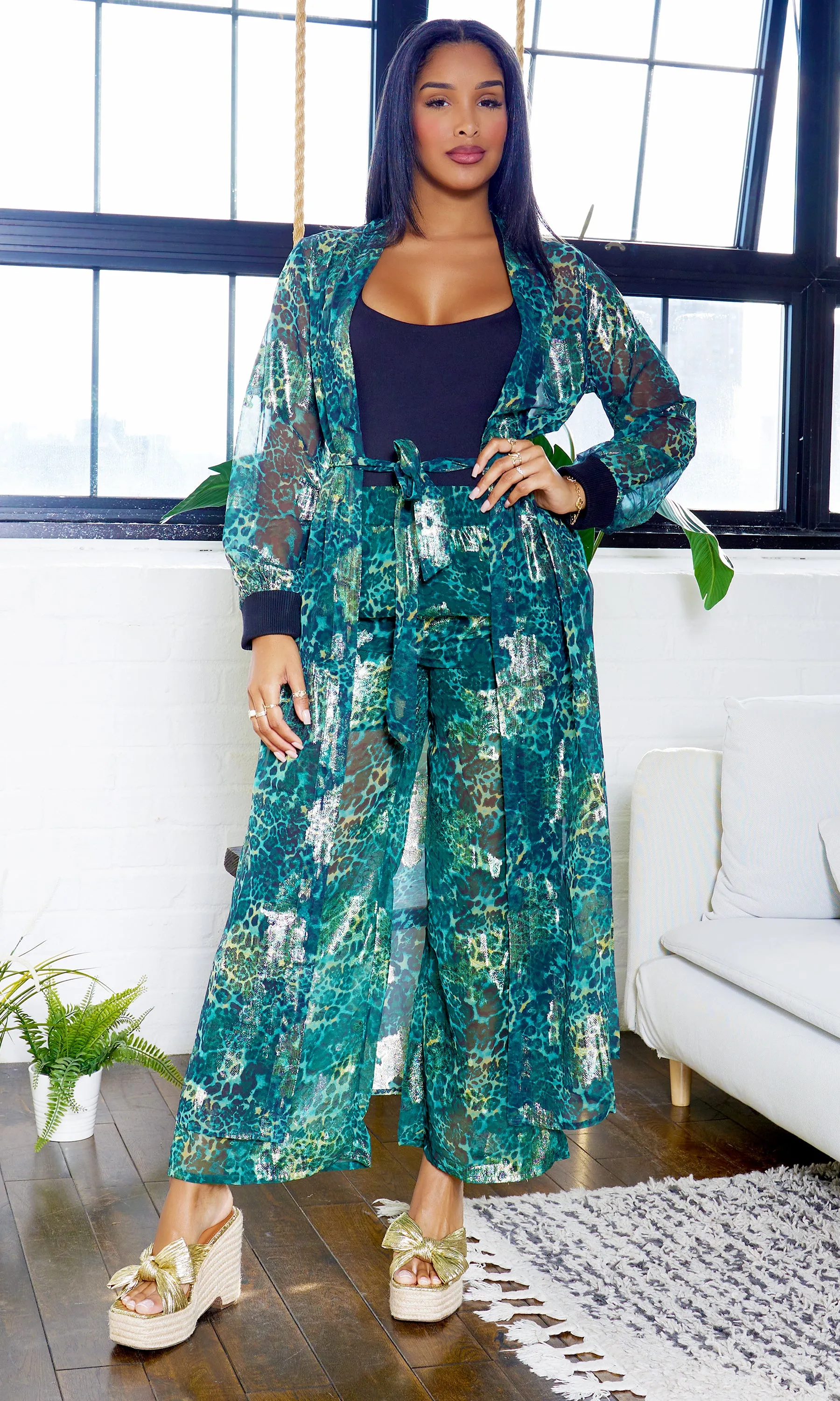 Tiger Sunset Lurex Beach Cover-Up Pant Set sold by Cutely Covered