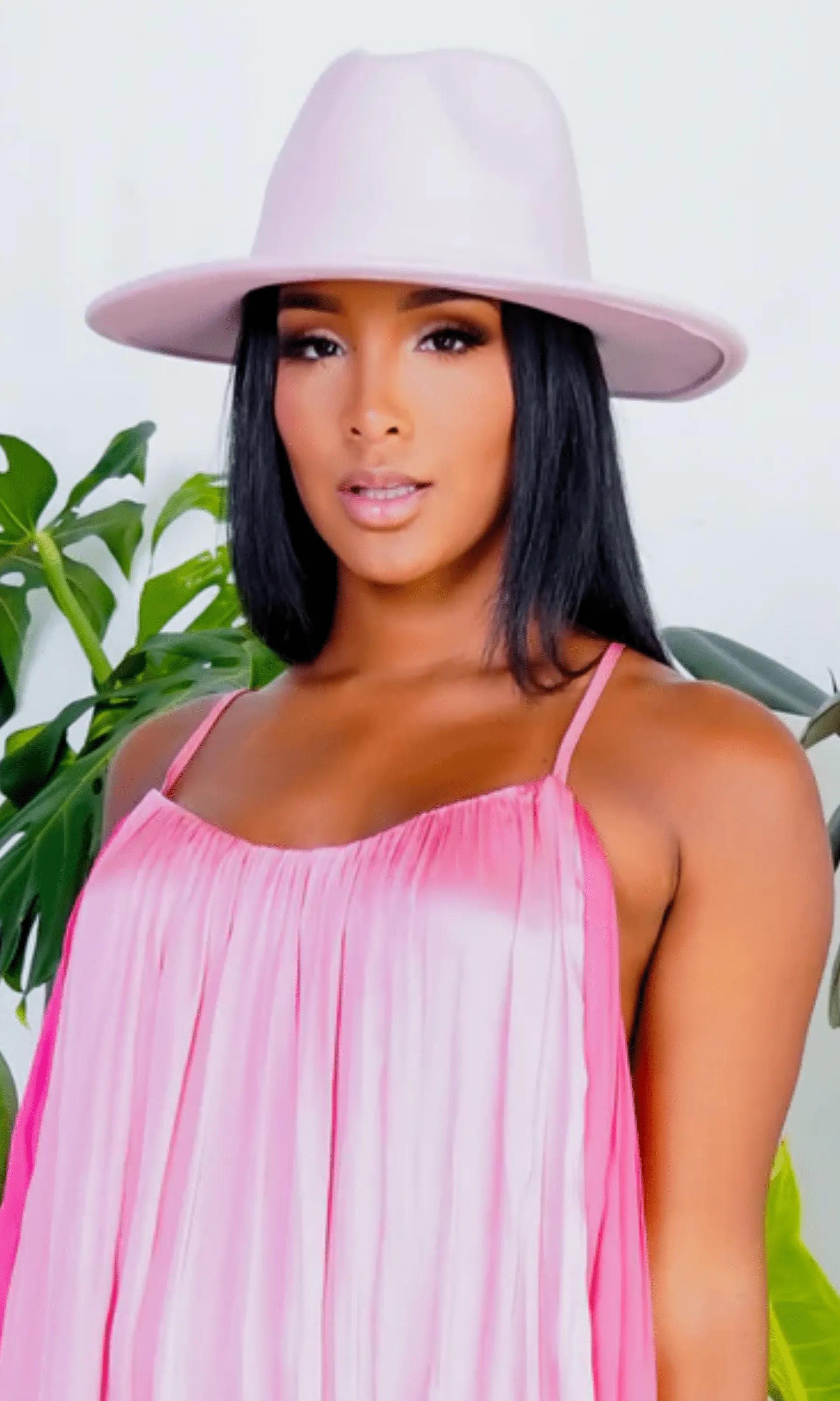 Still Trending | Wide Brim Panama Felt Fedora Hat - Light Pink sold by Cutely Covered product image thumbnail 3