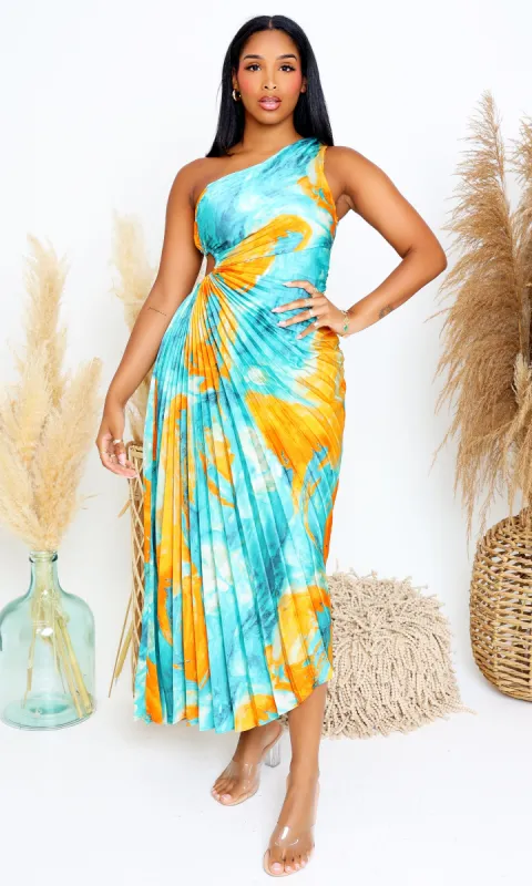 Gorgeous | One-Shoulder Cutout Asymmetrical Dress - Blue  Multi sold by Cutely Covered
