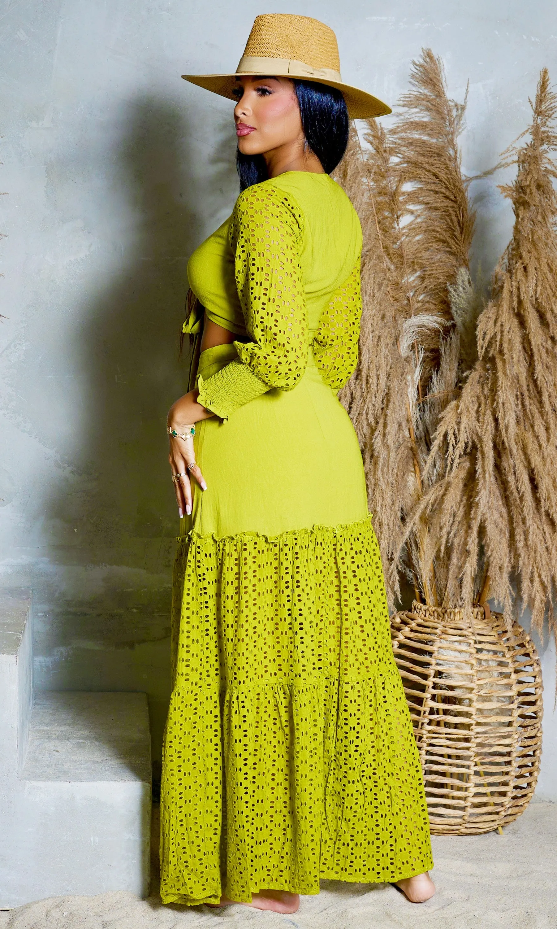 Serenity | Long Sleeve V-Neck Skirt Set - Sage sold by Cutely Covered product image thumbnail 4