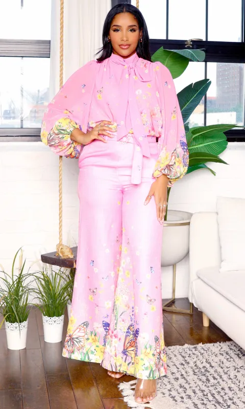 Garden Chic | Floral Blouse & Pants Set - Pink sold by Cutely Covered