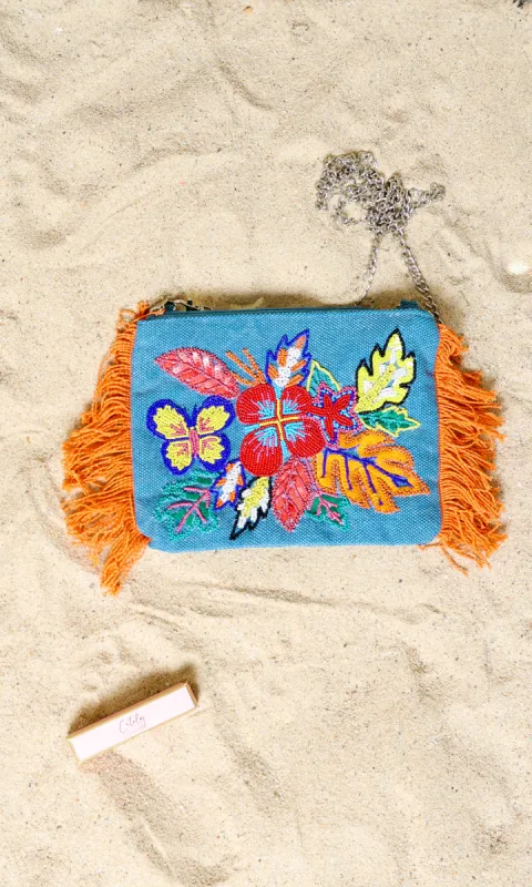 Rainbow Flutterby Foliage Clutch made by Cutely Covered