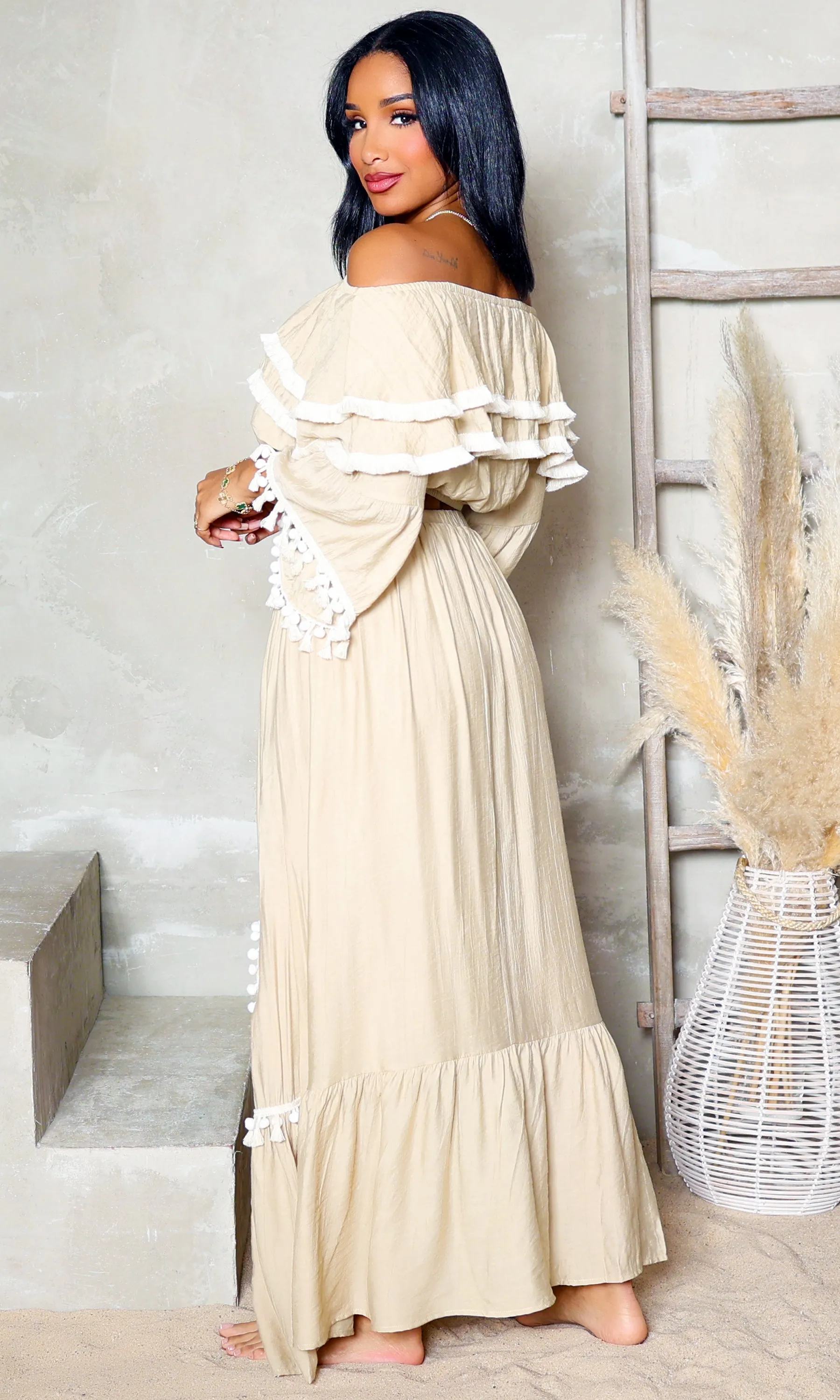 Tassel Temptation | Off-Shoulder Crop Top & Maxi Skirt sold by Cutely Covered product image thumbnail 4