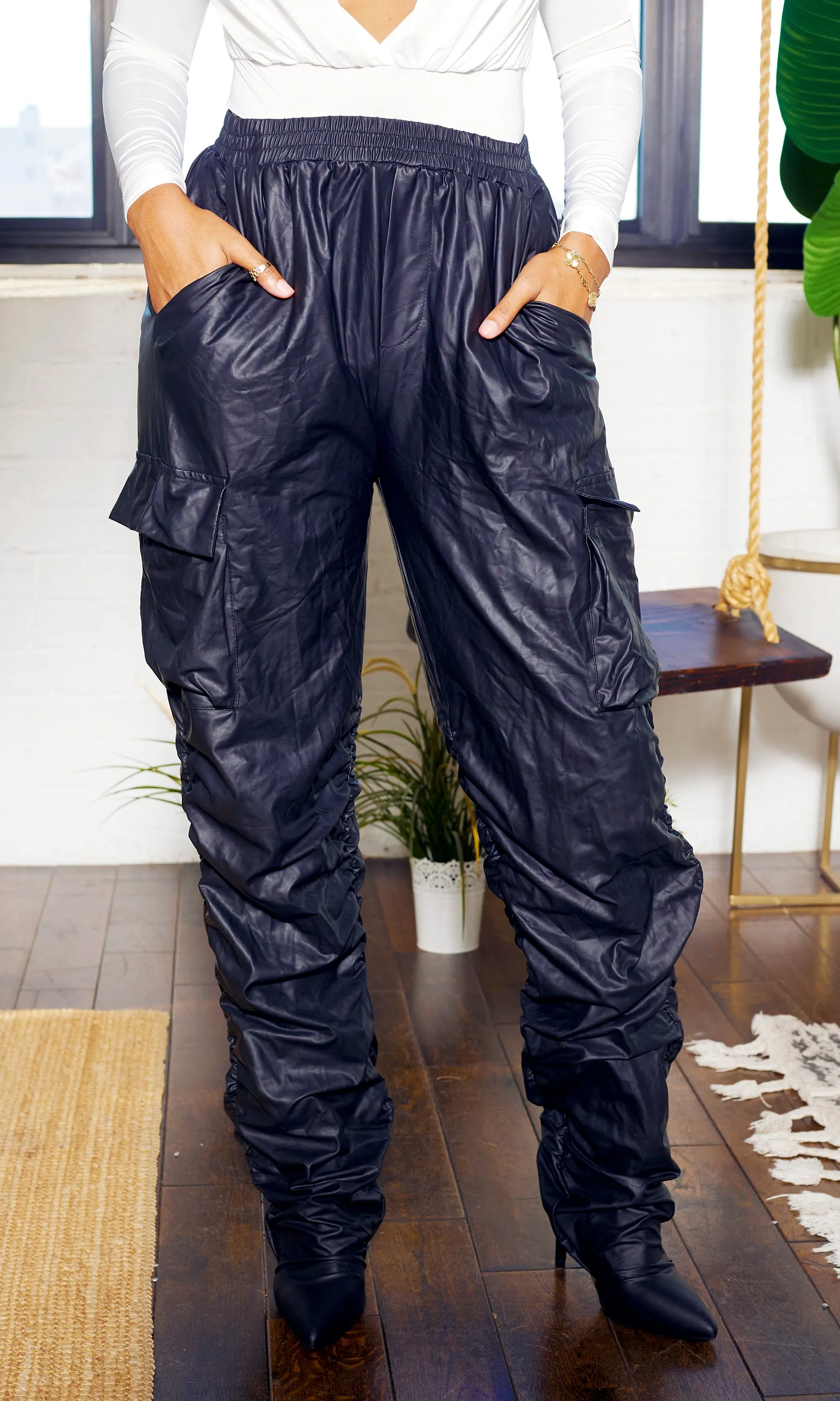 Metallic Scrunge Pants Boots | Black FINAL SALE sold by Cutely Covered product image thumbnail 3
