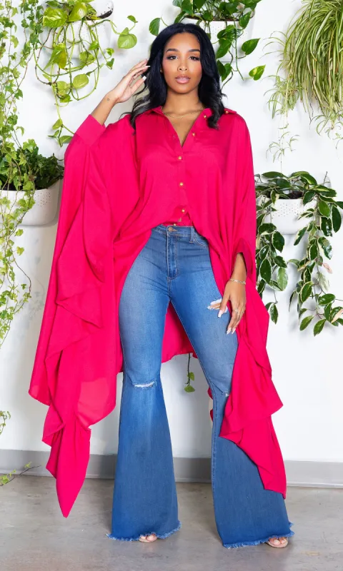 Chic Asymmetrical Top - Fuchsia sold by Cutely Covered