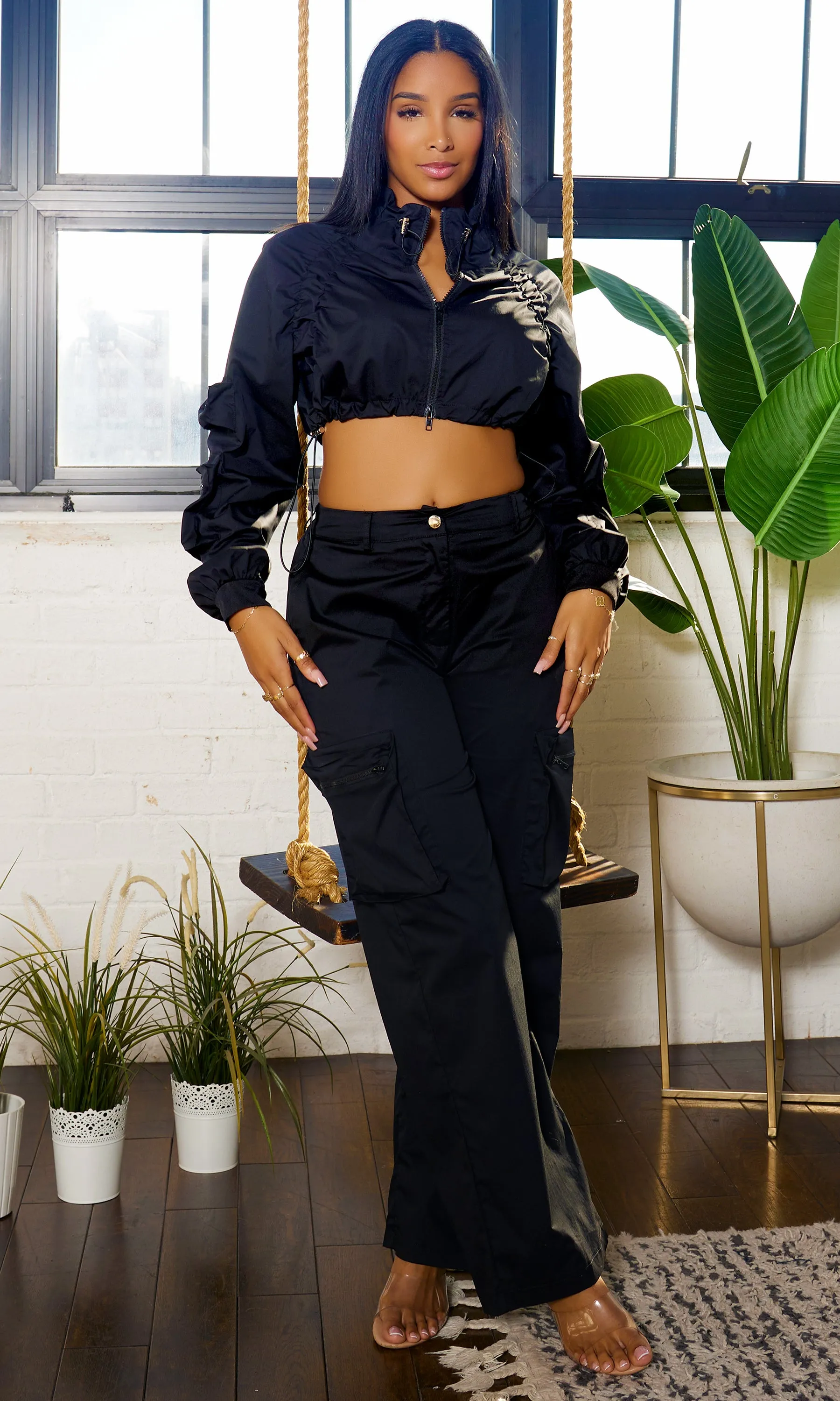 All eyes on I Crop Cargo Set- Black sold by Cutely Covered product image thumbnail 2