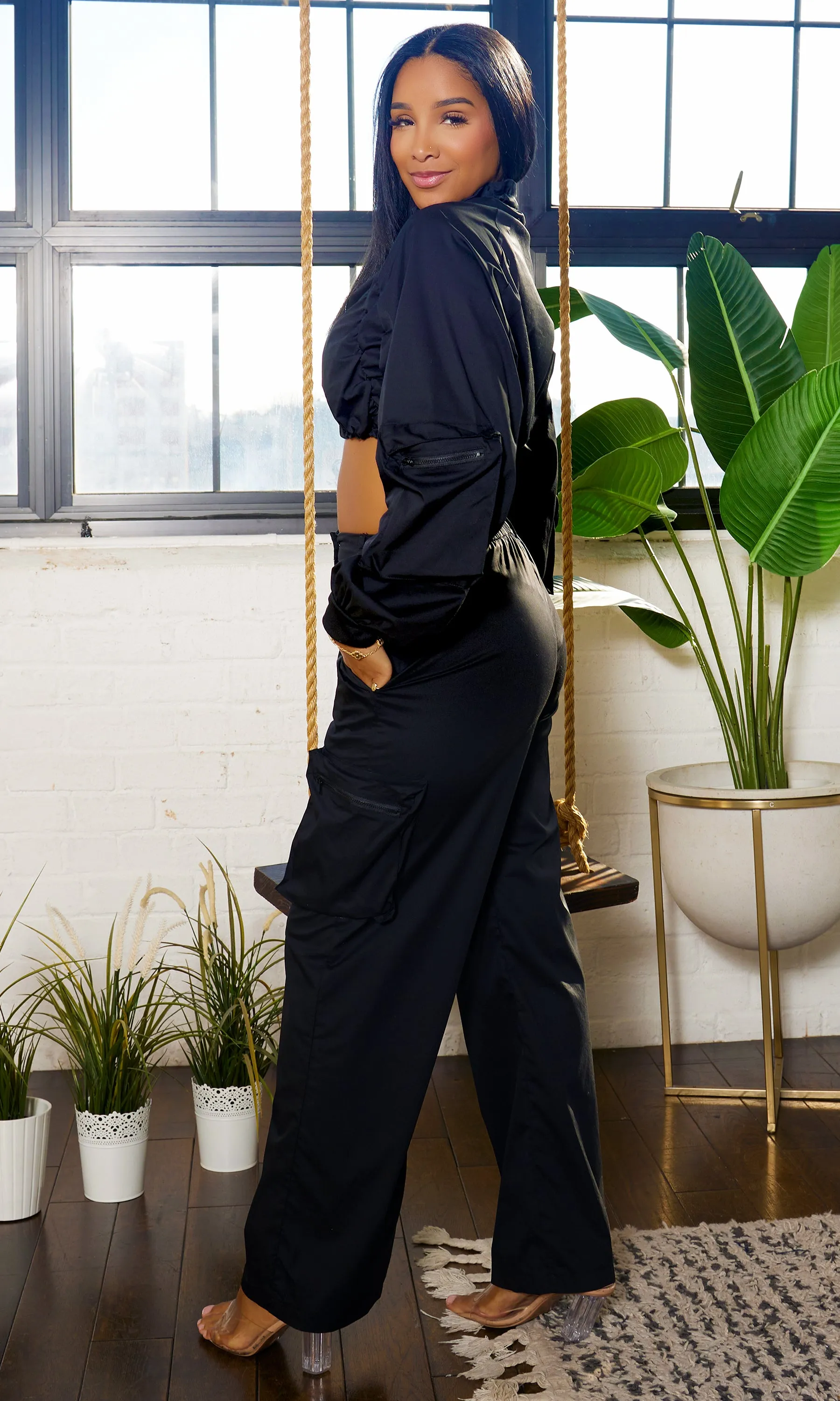 All eyes on I Crop Cargo Set- Black sold by Cutely Covered product image thumbnail 4