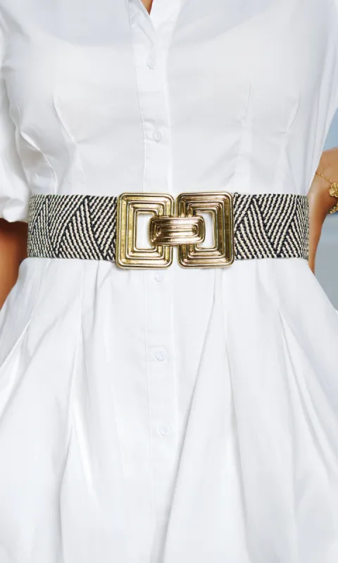 Elegant Contrast Belt with Gold Buckle sold by Cutely Covered