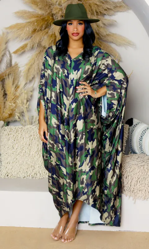 Camo Print Oversized Kaftan Dress sold by Cutely Covered
