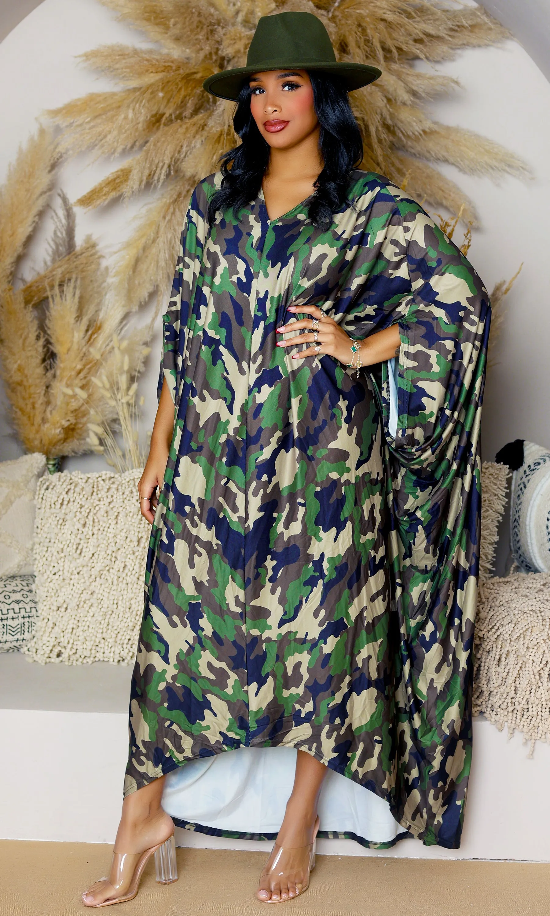 Camo Print Oversized Kaftan Dress sold by Cutely Covered product image thumbnail 2