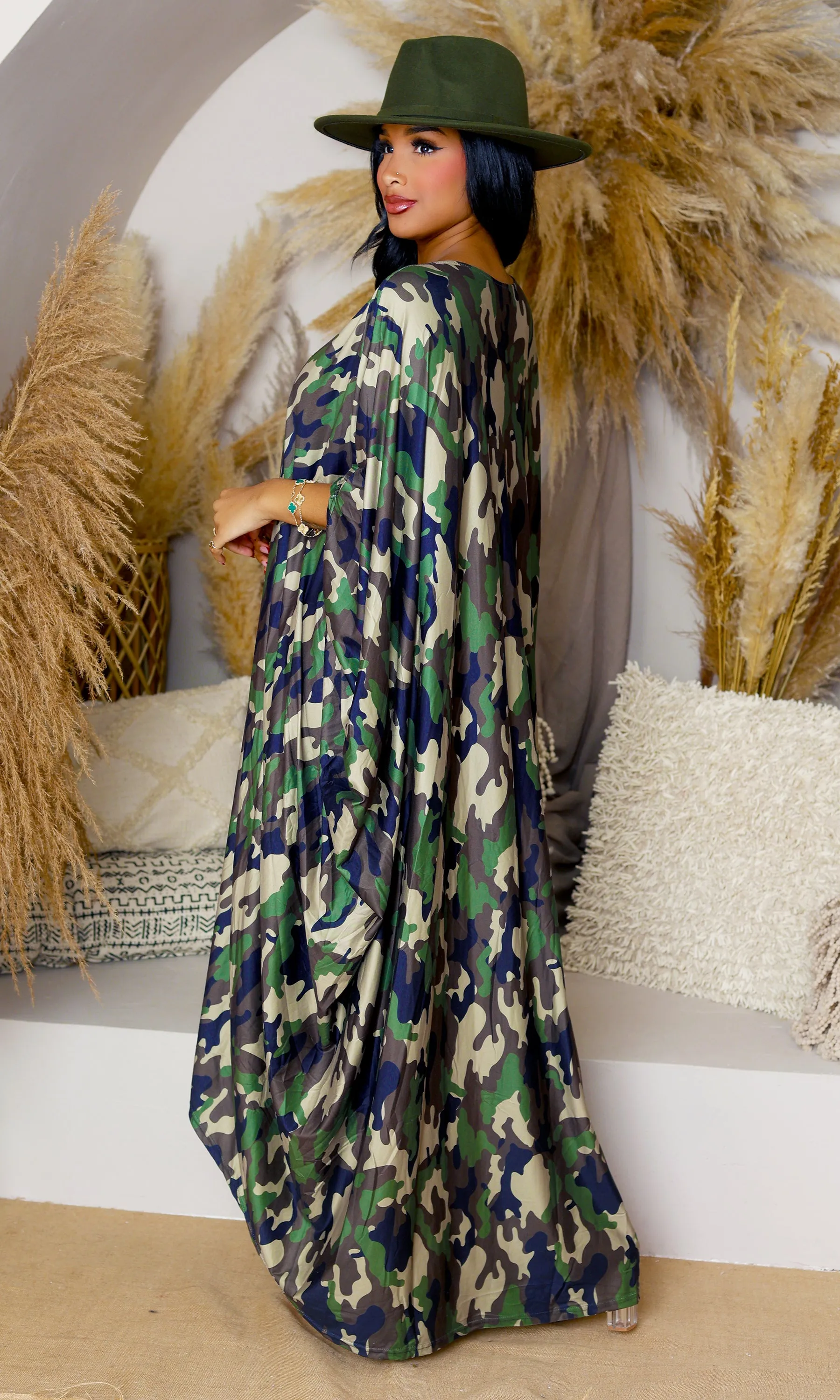 Camo Print Oversized Kaftan Dress sold by Cutely Covered product image thumbnail 3